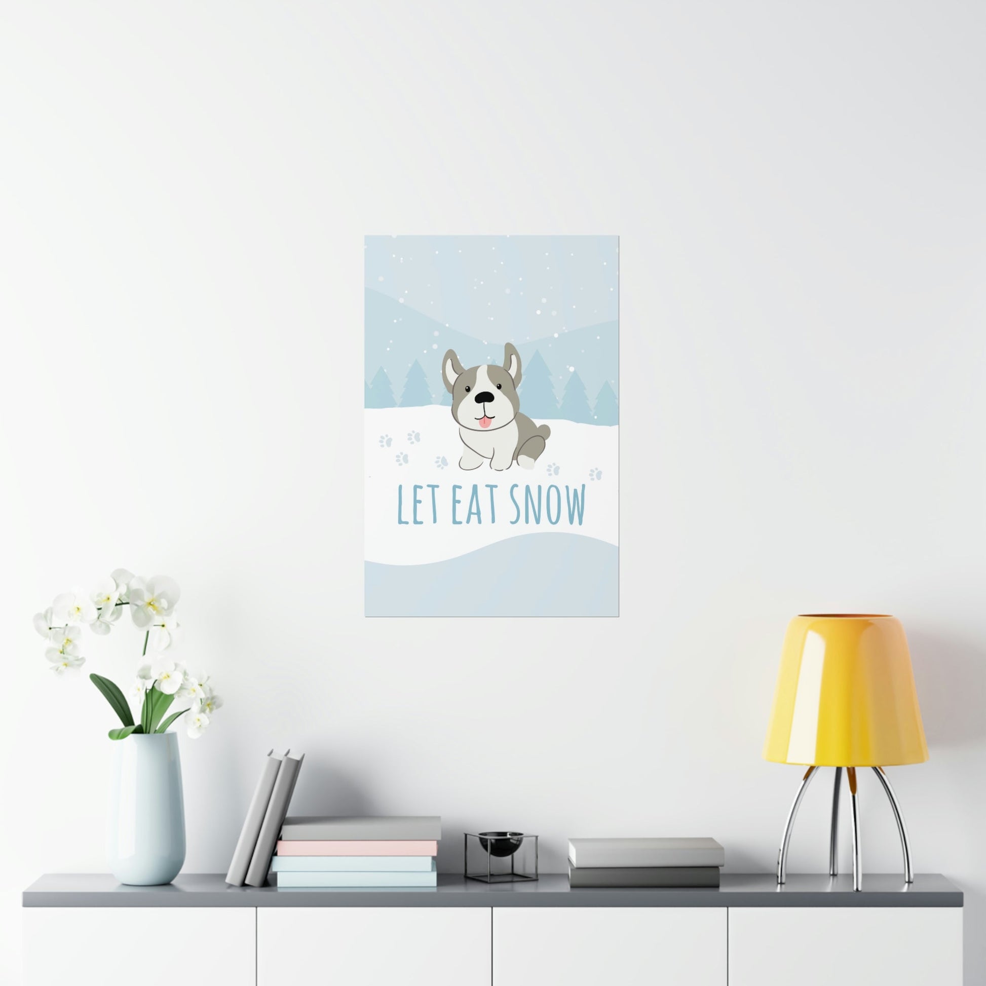 Let Eat Snow Cute Dog Anime Snow Art Premium Matte Vertical Posters Ichaku [Perfect Gifts Selection]