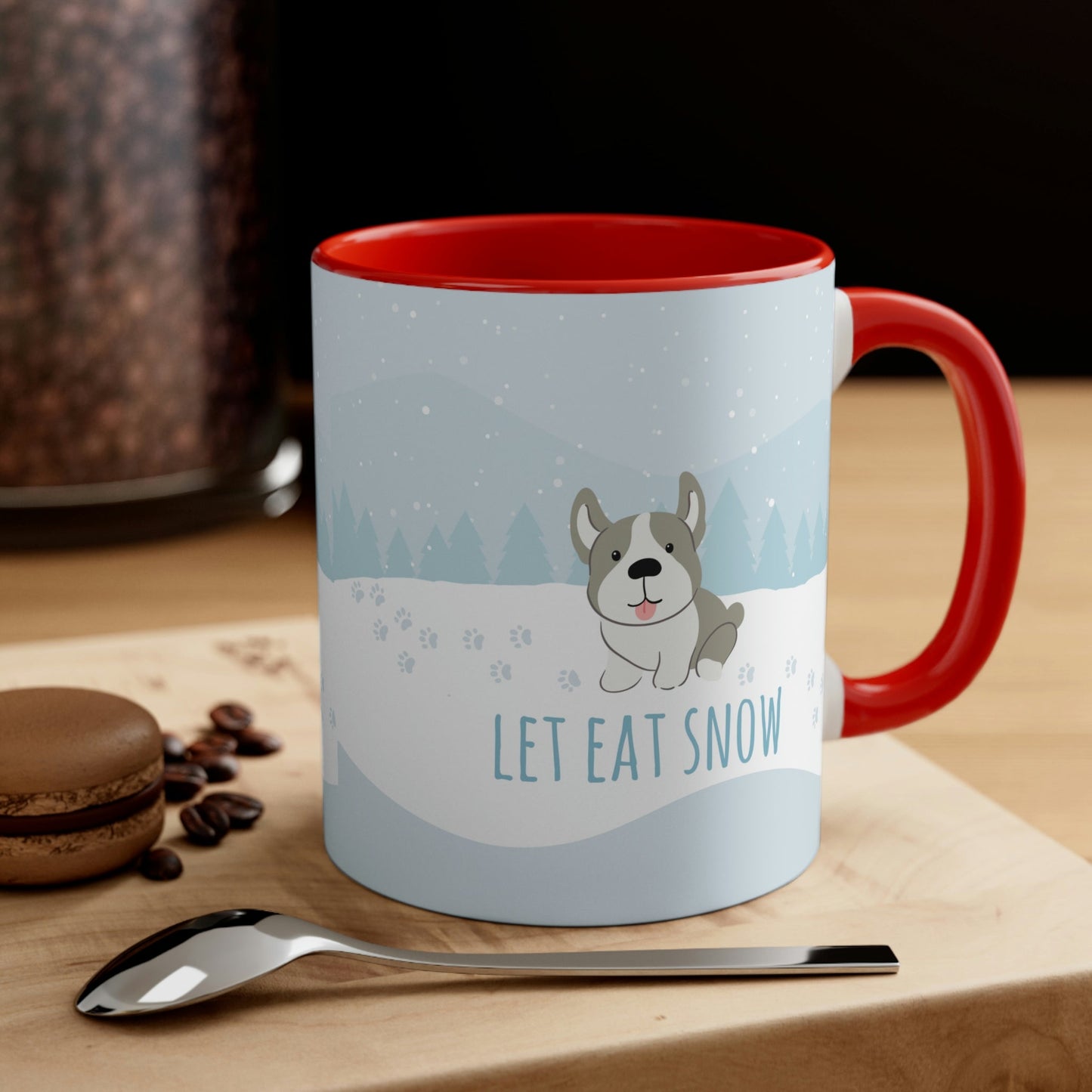 Let Eat Snow Cute Dog Anime Snow Classic Accent Coffee Mug 11oz Ichaku [Perfect Gifts Selection]