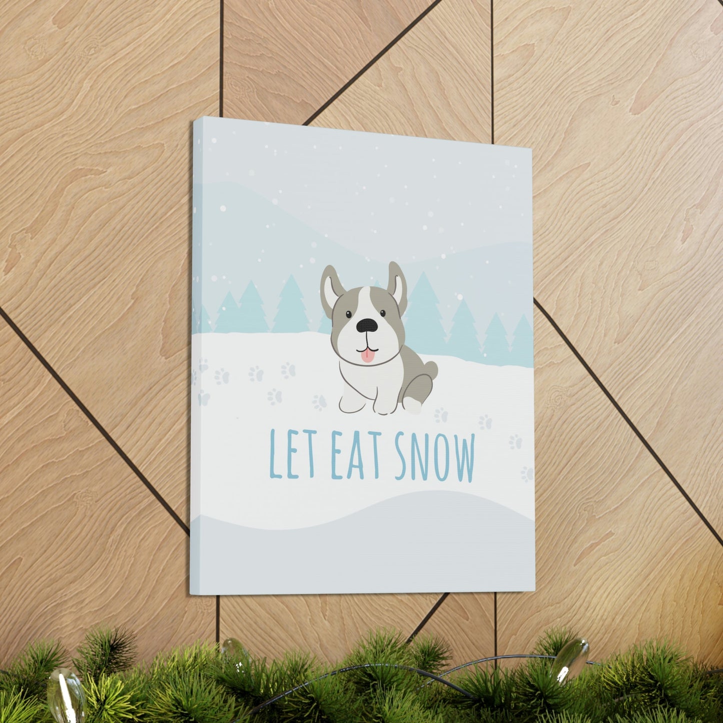 Let Eat Snow Cute Dog Anime Snow Classic Art Canvas Gallery Wraps Ichaku [Perfect Gifts Selection]