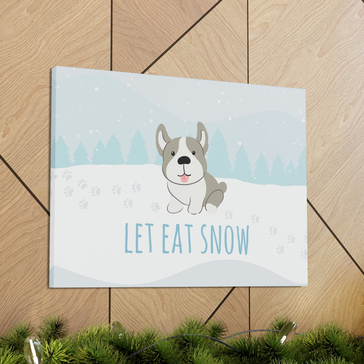 Let Eat Snow Cute Dog Anime Snow Classic Art Canvas Gallery Wraps Ichaku [Perfect Gifts Selection]