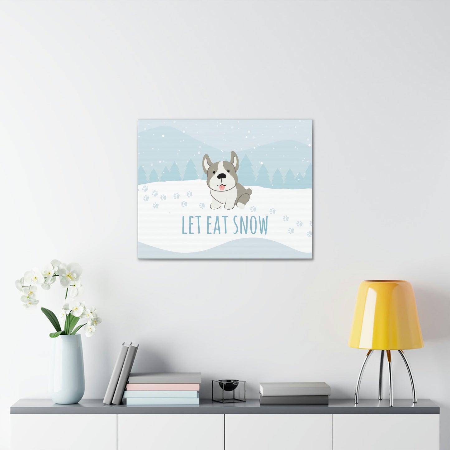 Let Eat Snow Cute Dog Anime Snow Classic Art Canvas Gallery Wraps Ichaku [Perfect Gifts Selection]