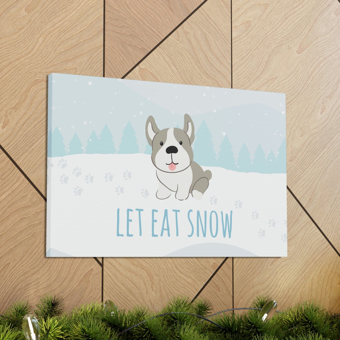 Let Eat Snow Cute Dog Anime Snow Classic Art Canvas Gallery Wraps Ichaku [Perfect Gifts Selection]