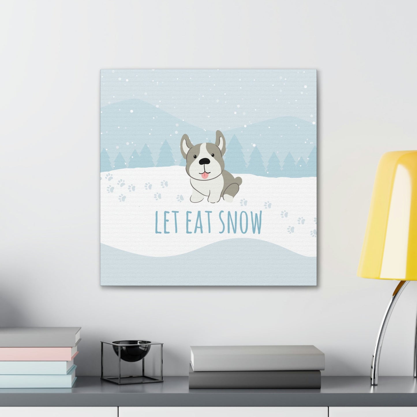 Let Eat Snow Cute Dog Anime Snow Classic Art Canvas Gallery Wraps Ichaku [Perfect Gifts Selection]