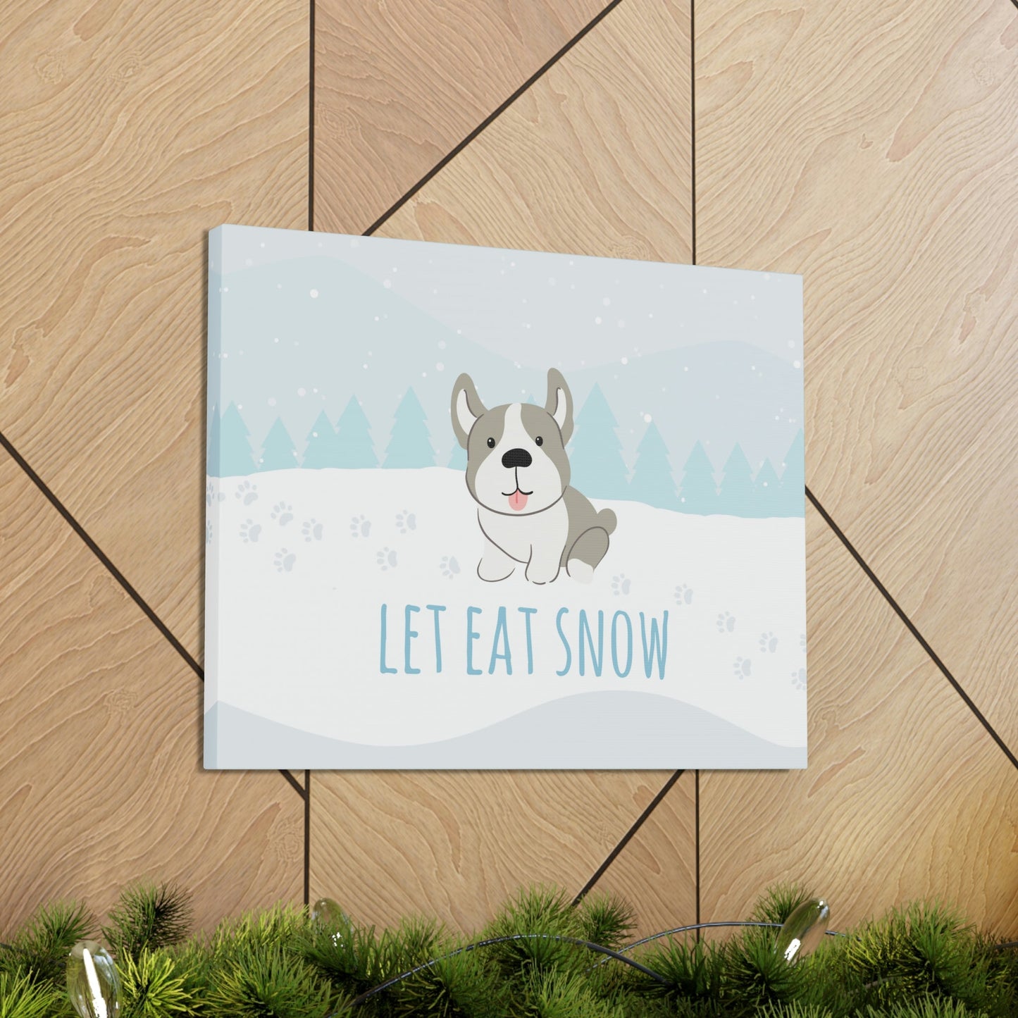 Let Eat Snow Cute Dog Anime Snow Classic Art Canvas Gallery Wraps Ichaku [Perfect Gifts Selection]