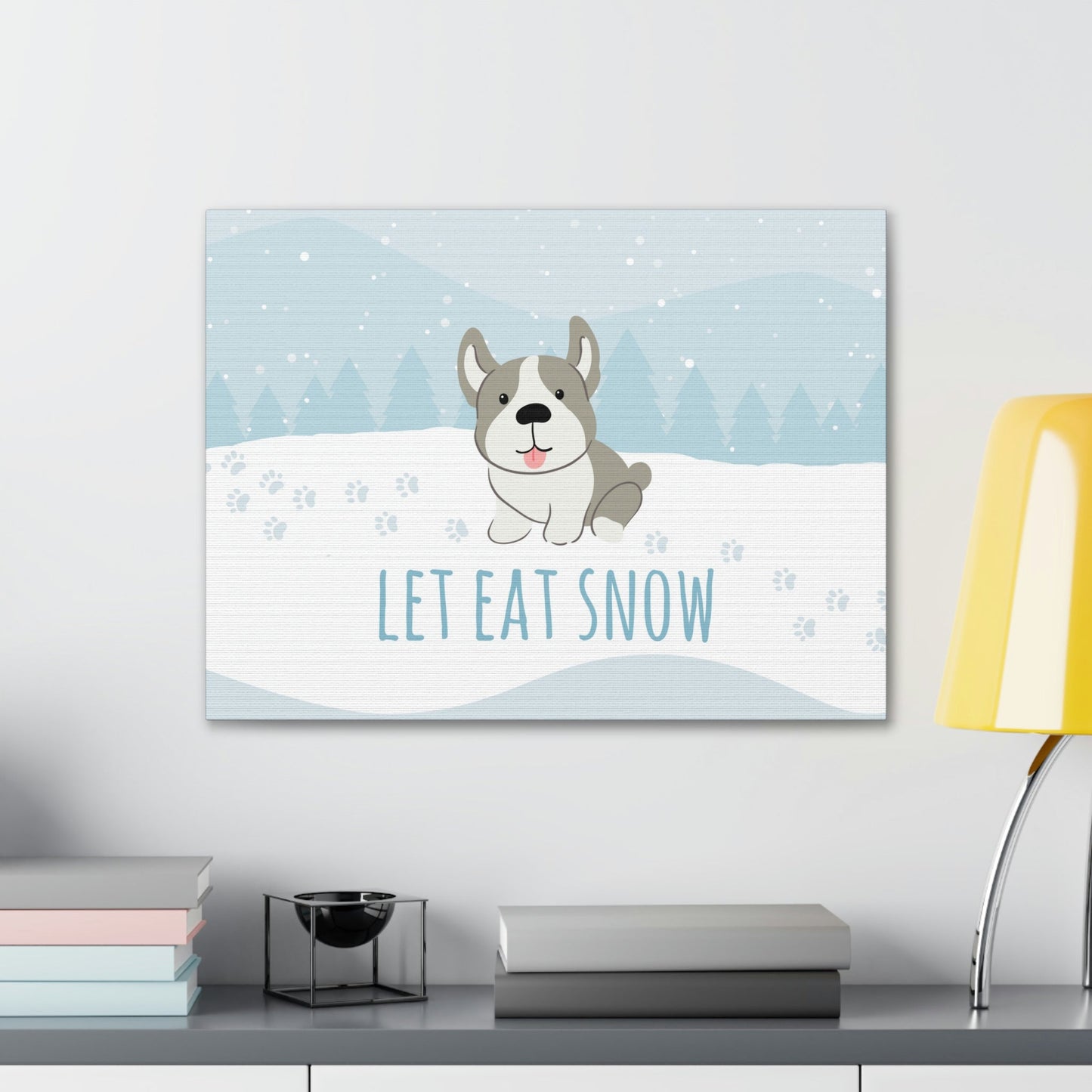 Let Eat Snow Cute Dog Anime Snow Classic Art Canvas Gallery Wraps Ichaku [Perfect Gifts Selection]