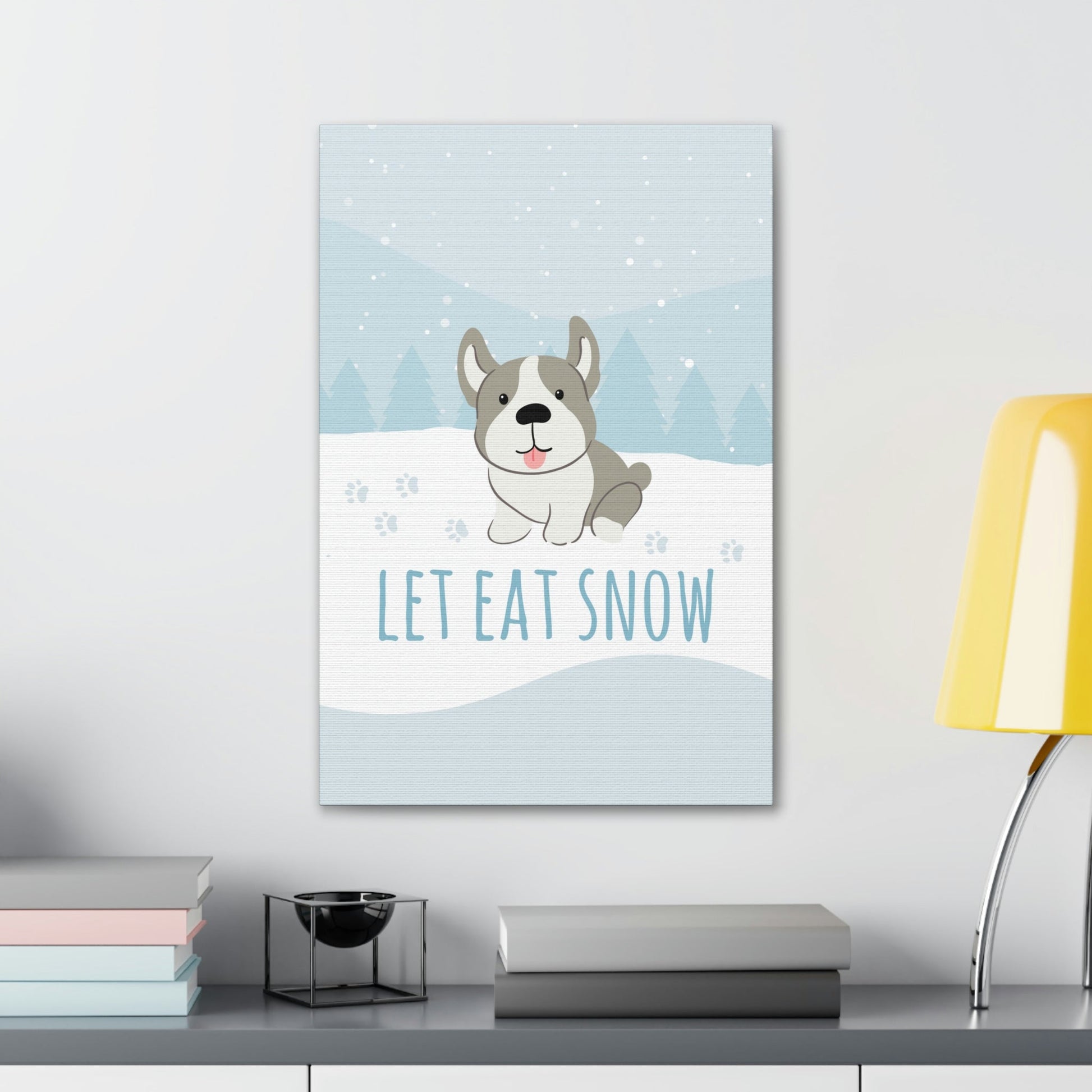 Let Eat Snow Cute Dog Anime Snow Classic Art Canvas Gallery Wraps Ichaku [Perfect Gifts Selection]