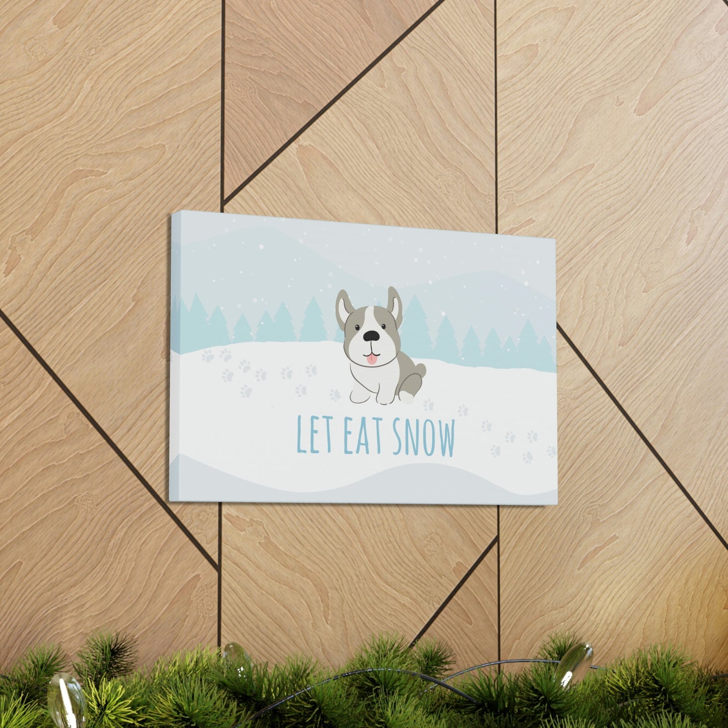 Let Eat Snow Cute Dog Anime Snow Classic Art Canvas Gallery Wraps Ichaku [Perfect Gifts Selection]