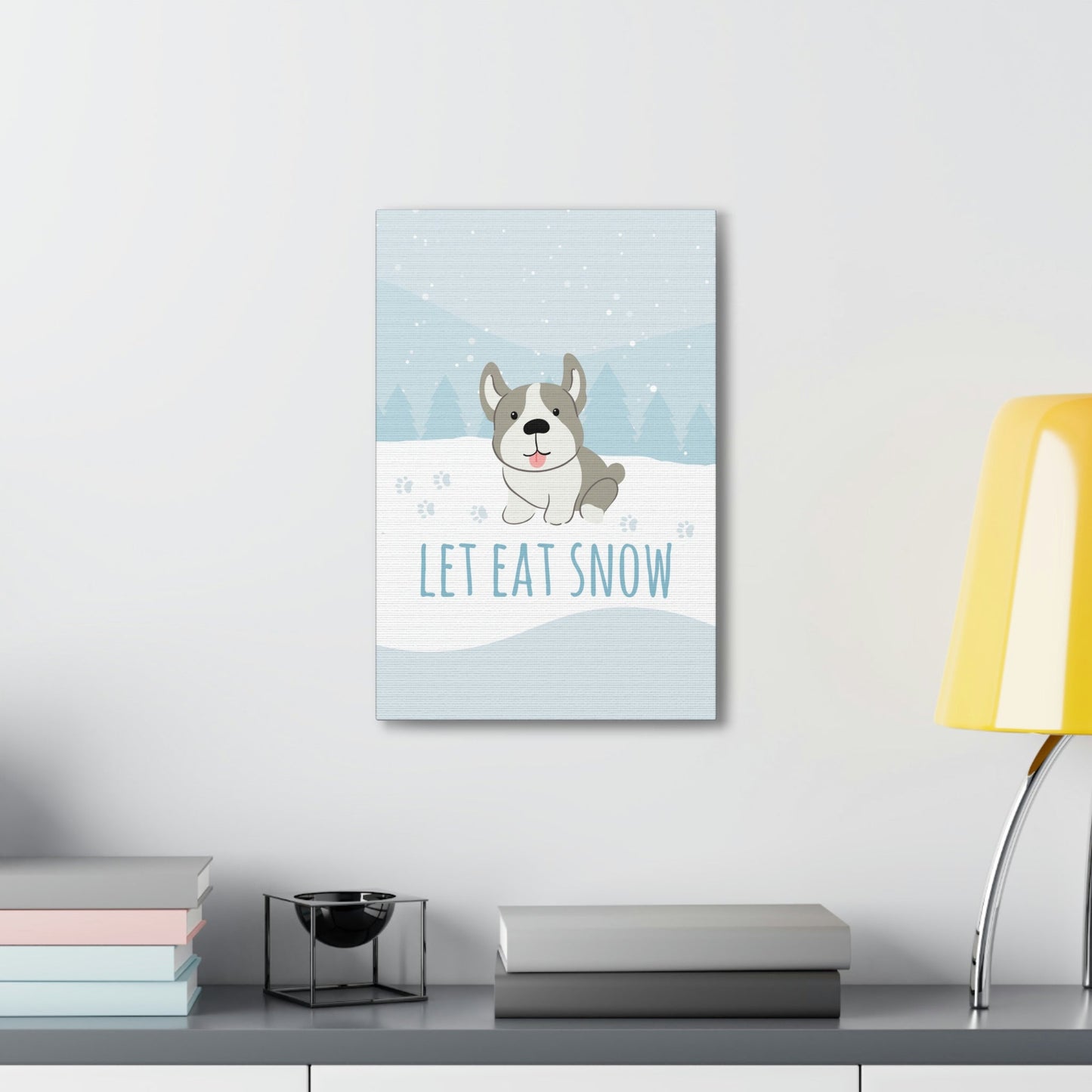 Let Eat Snow Cute Dog Anime Snow Classic Art Canvas Gallery Wraps Ichaku [Perfect Gifts Selection]