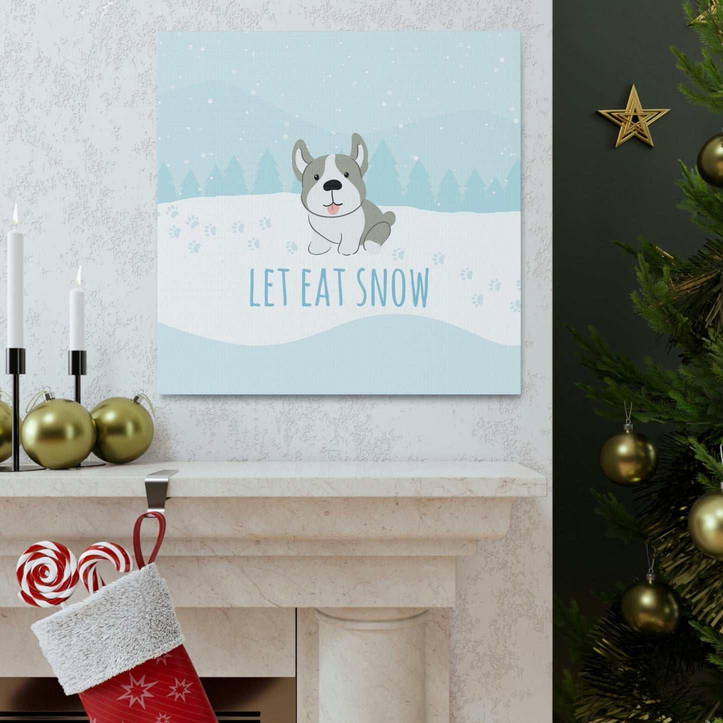 Let Eat Snow Cute Dog Anime Snow Classic Art Canvas Gallery Wraps Ichaku [Perfect Gifts Selection]