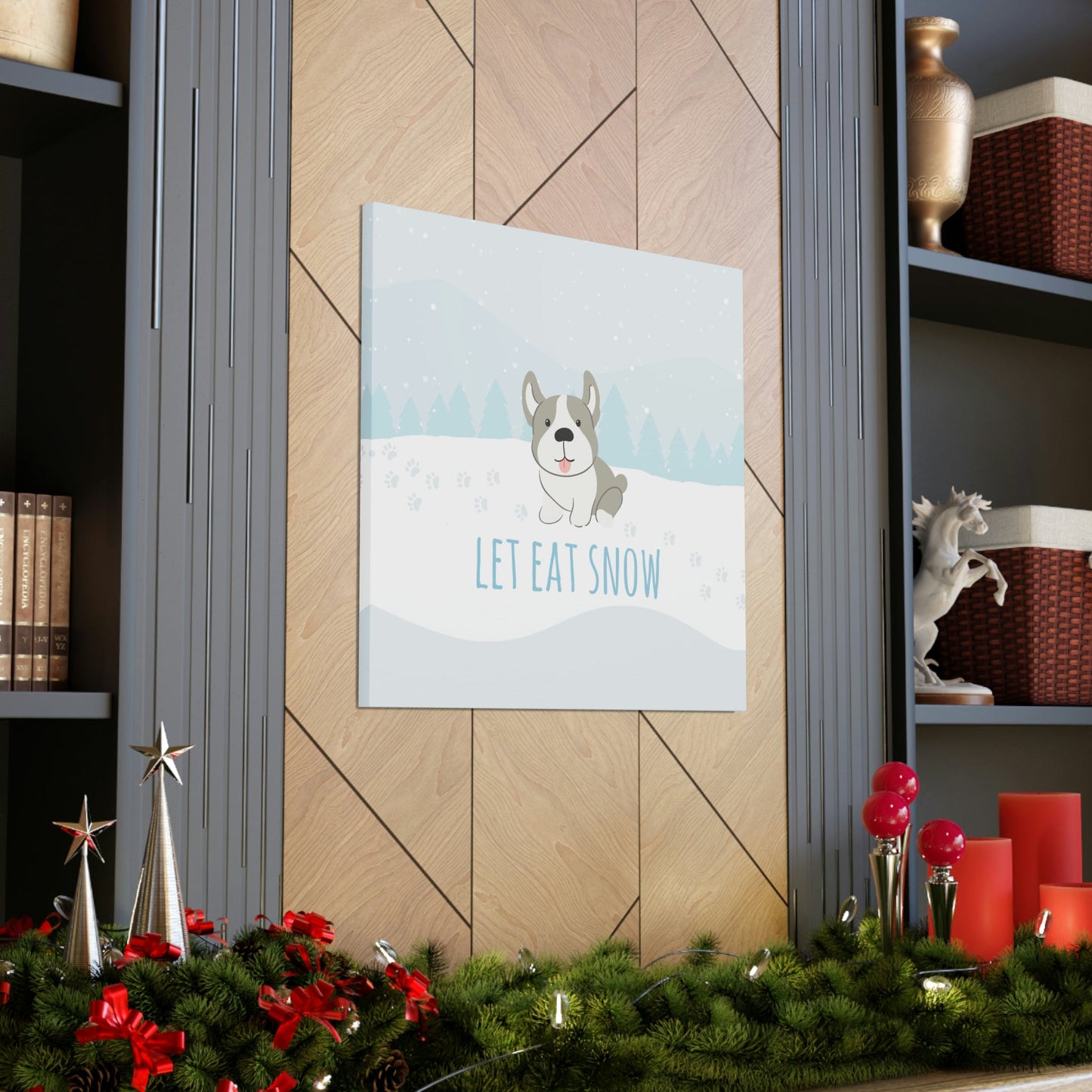 Let Eat Snow Cute Dog Anime Snow Classic Art Canvas Gallery Wraps Ichaku [Perfect Gifts Selection]