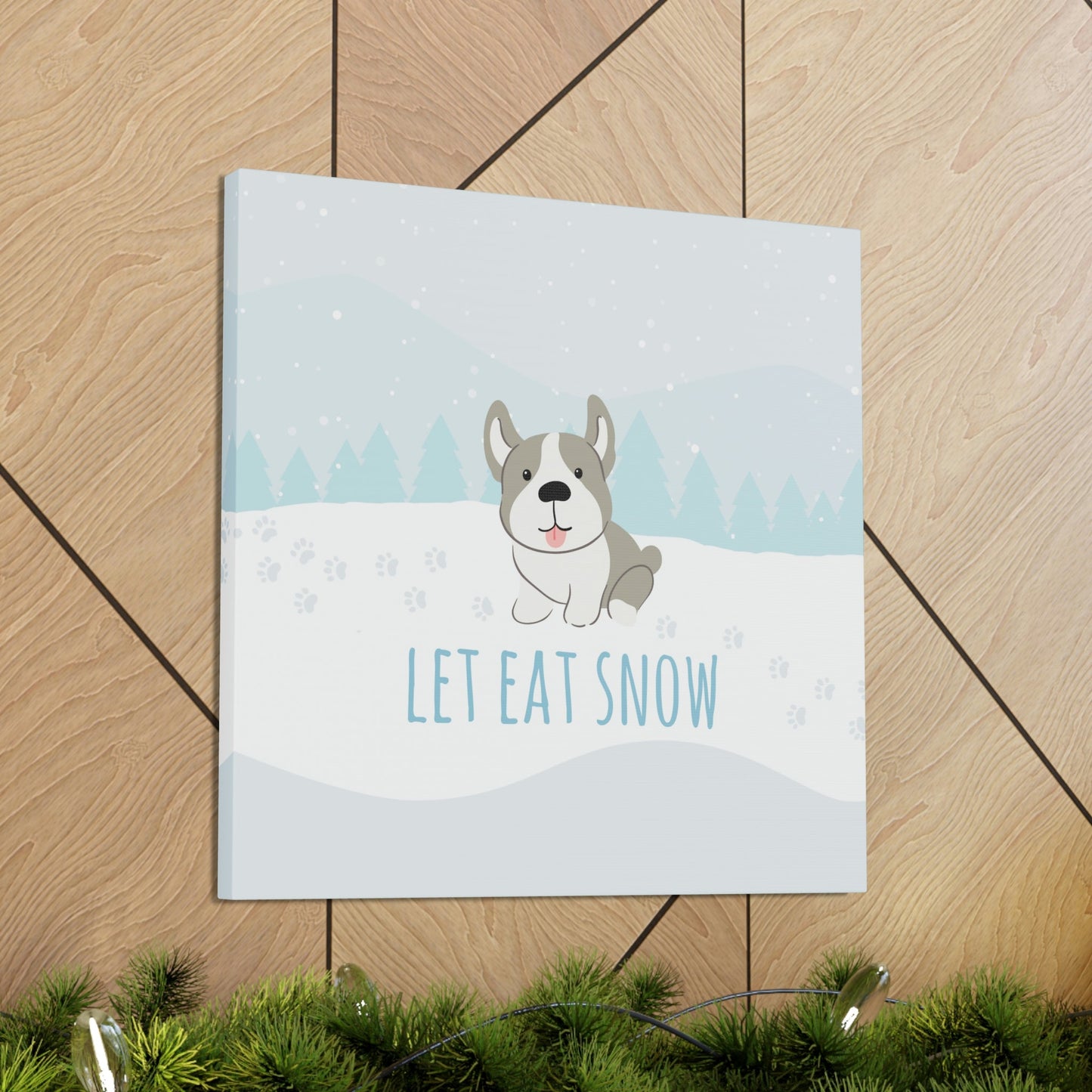 Let Eat Snow Cute Dog Anime Snow Classic Art Canvas Gallery Wraps Ichaku [Perfect Gifts Selection]