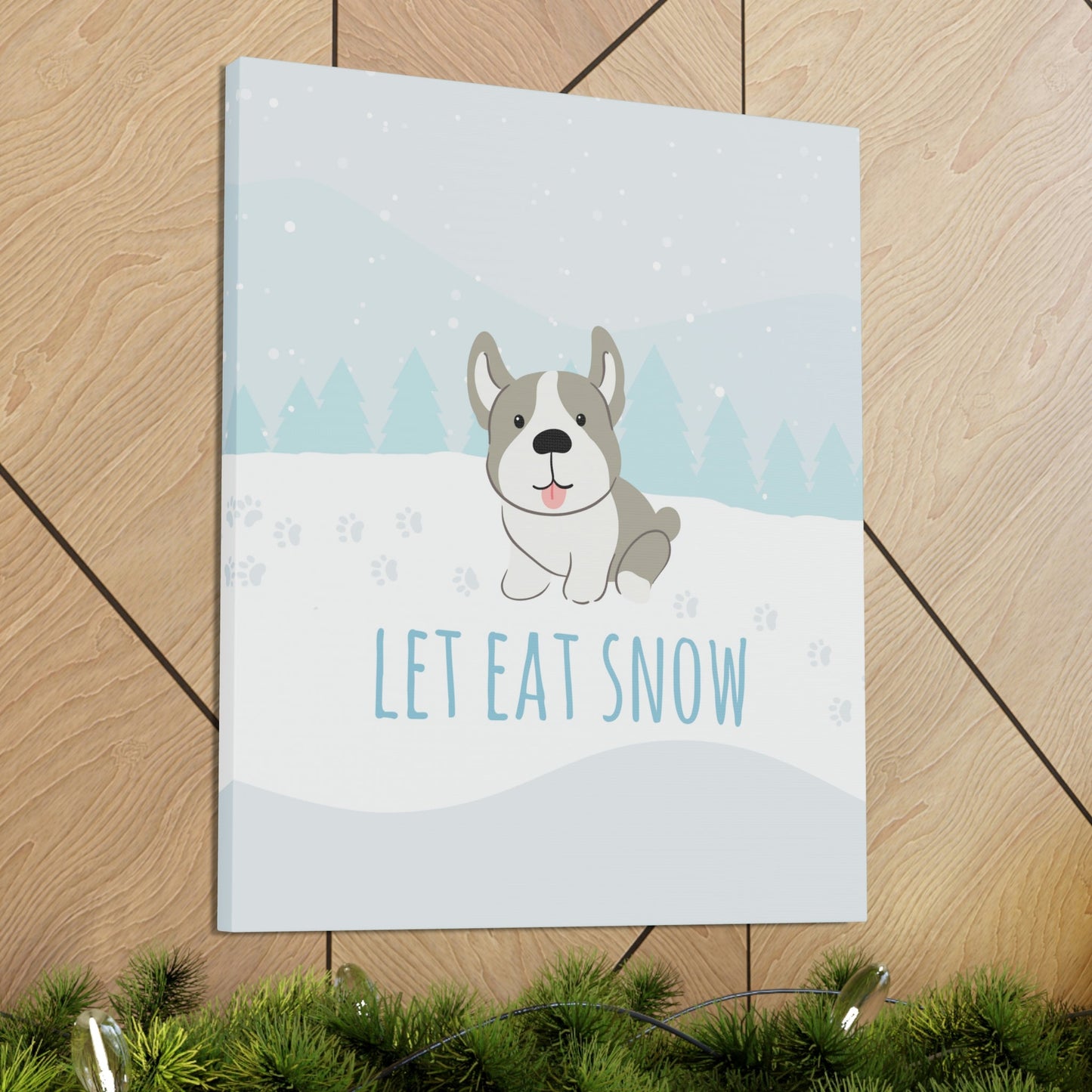 Let Eat Snow Cute Dog Anime Snow Classic Art Canvas Gallery Wraps Ichaku [Perfect Gifts Selection]