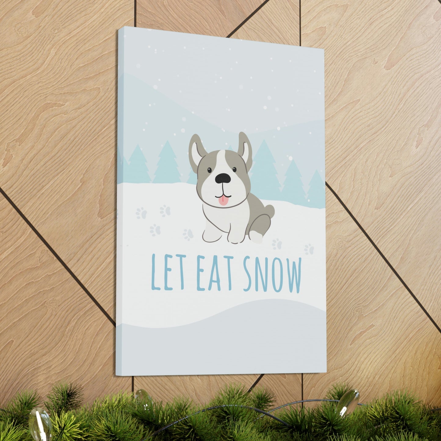 Let Eat Snow Cute Dog Anime Snow Classic Art Canvas Gallery Wraps Ichaku [Perfect Gifts Selection]