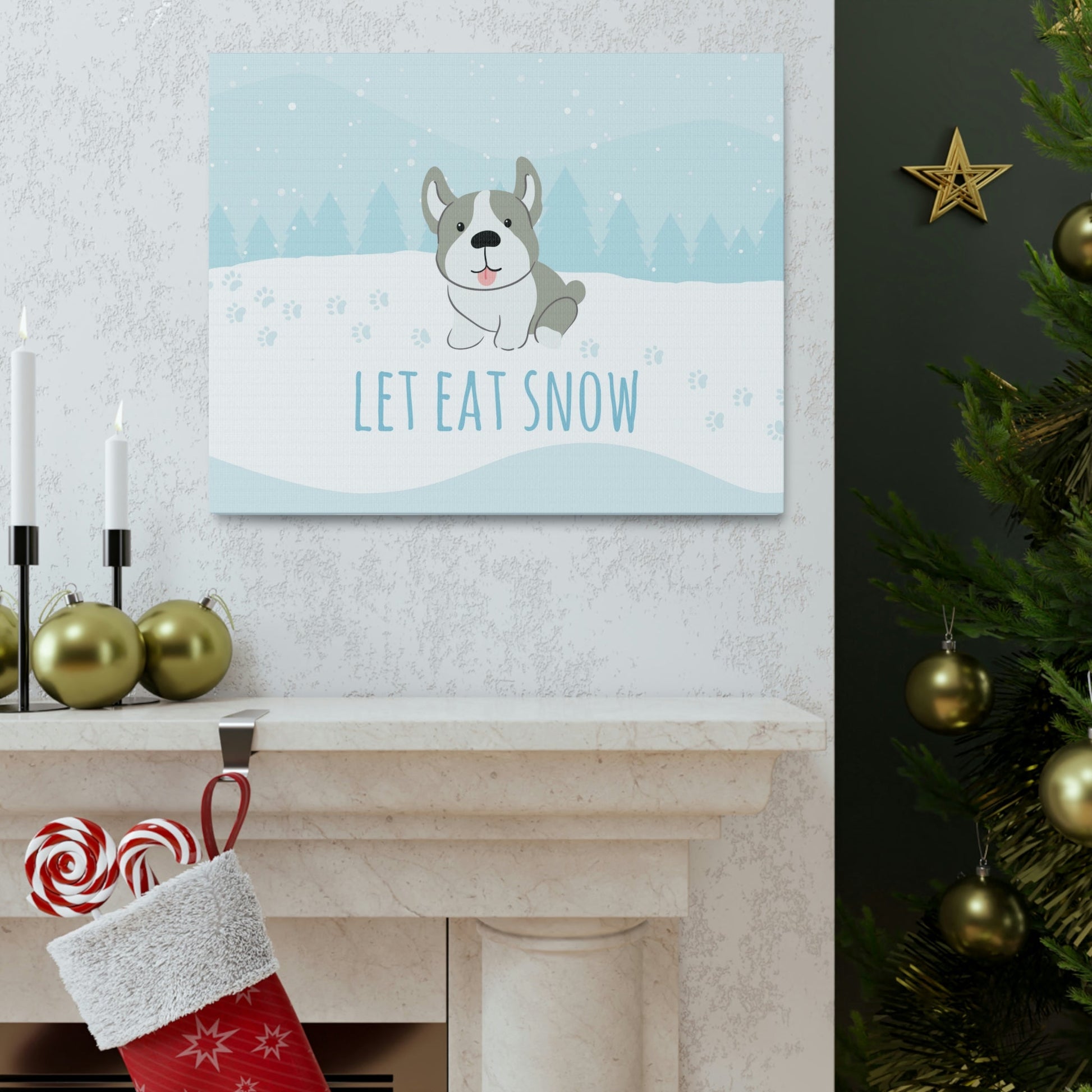 Let Eat Snow Cute Dog Anime Snow Classic Art Canvas Gallery Wraps Ichaku [Perfect Gifts Selection]