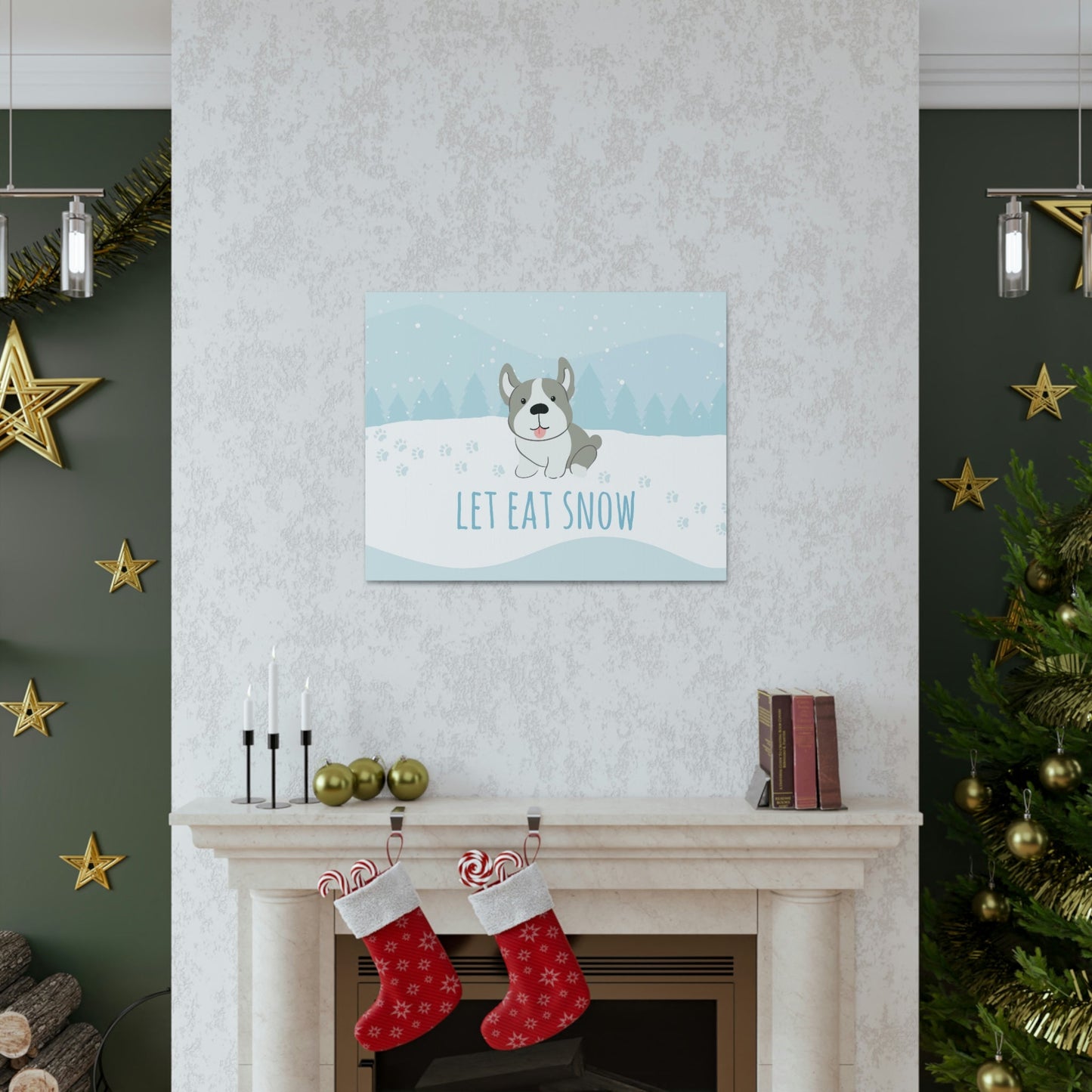 Let Eat Snow Cute Dog Anime Snow Classic Art Canvas Gallery Wraps Ichaku [Perfect Gifts Selection]