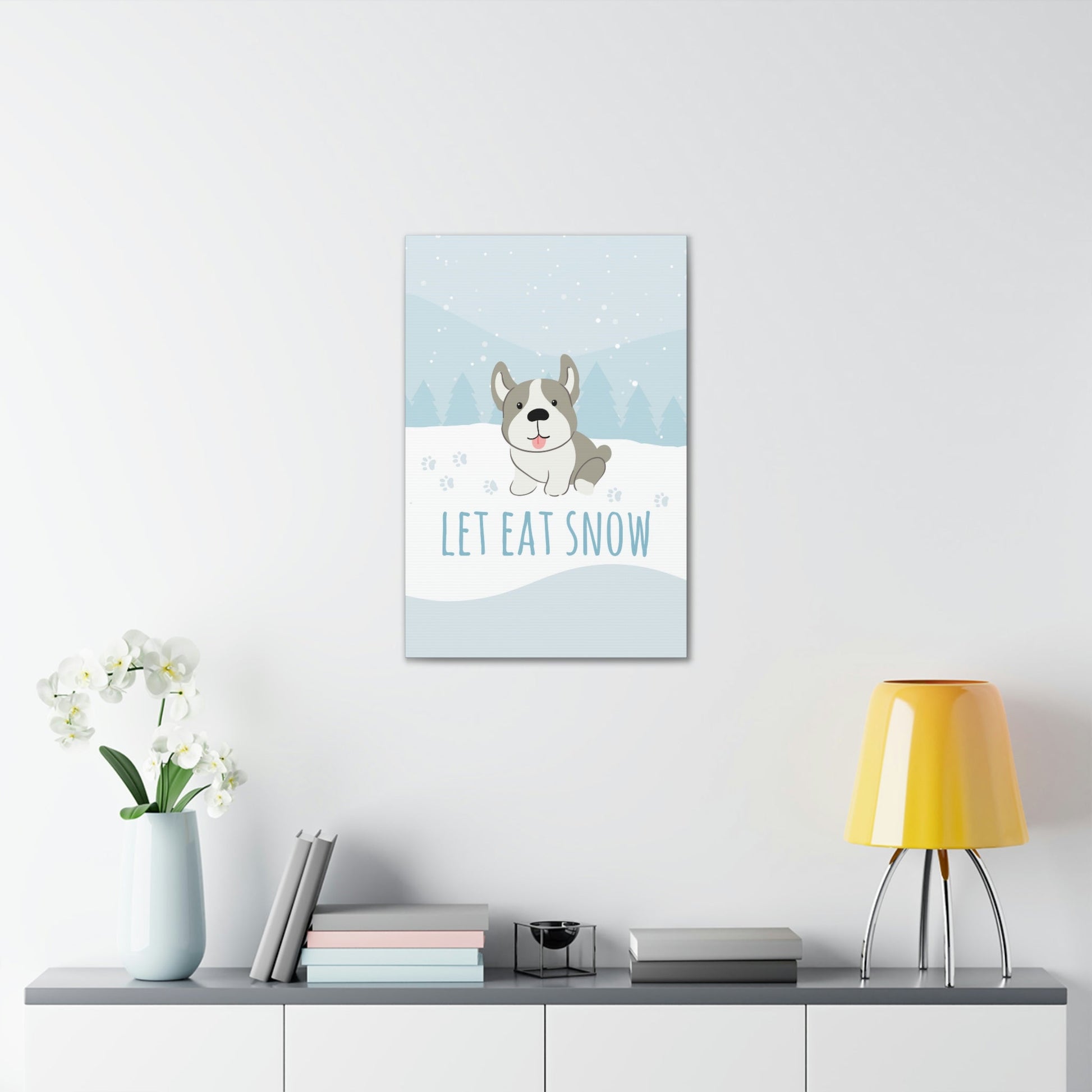 Let Eat Snow Cute Dog Anime Snow Classic Art Canvas Gallery Wraps Ichaku [Perfect Gifts Selection]