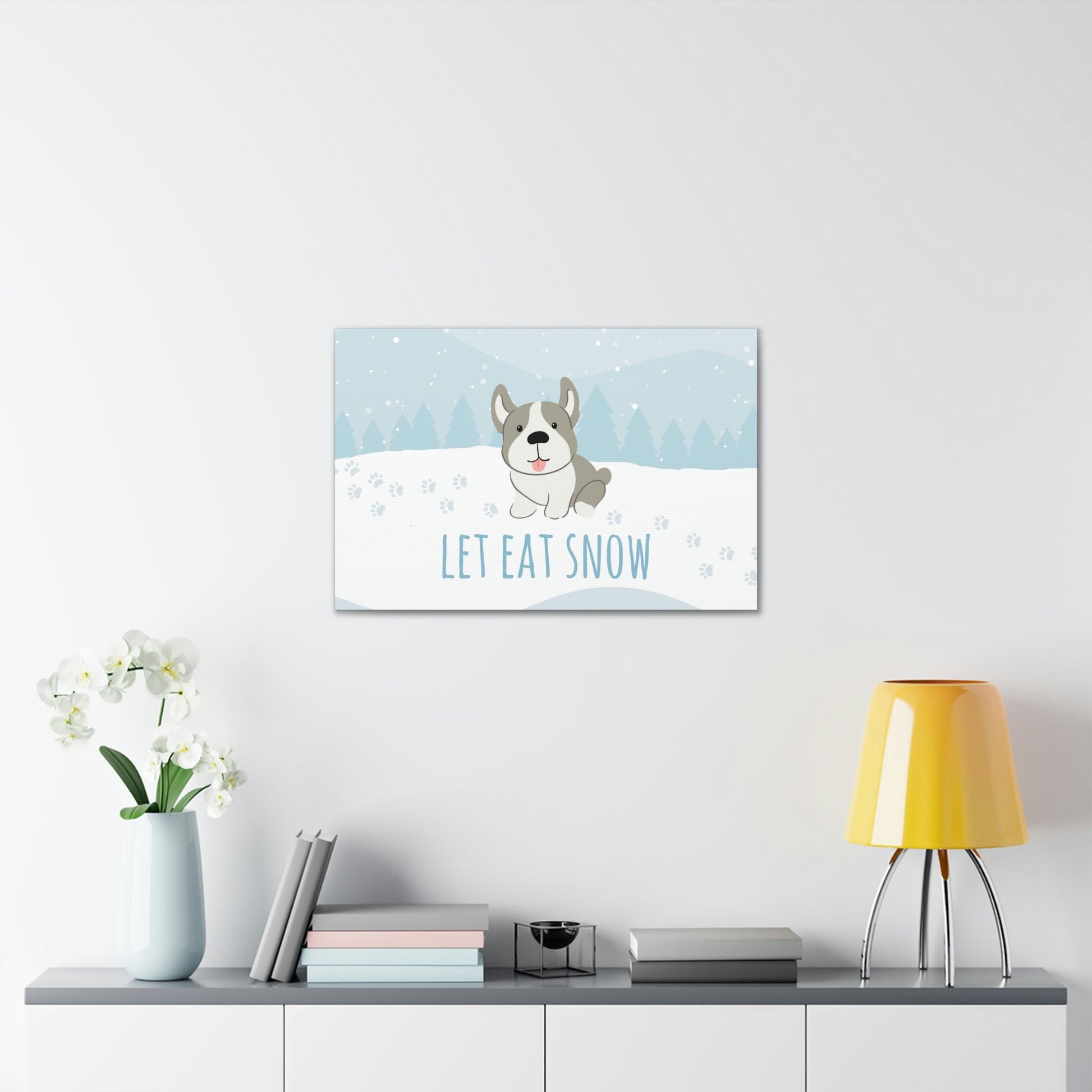 Let Eat Snow Cute Dog Anime Snow Classic Art Canvas Gallery Wraps Ichaku [Perfect Gifts Selection]