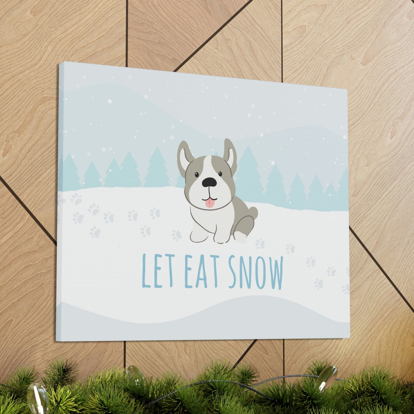 Let Eat Snow Cute Dog Anime Snow Classic Art Canvas Gallery Wraps Ichaku [Perfect Gifts Selection]