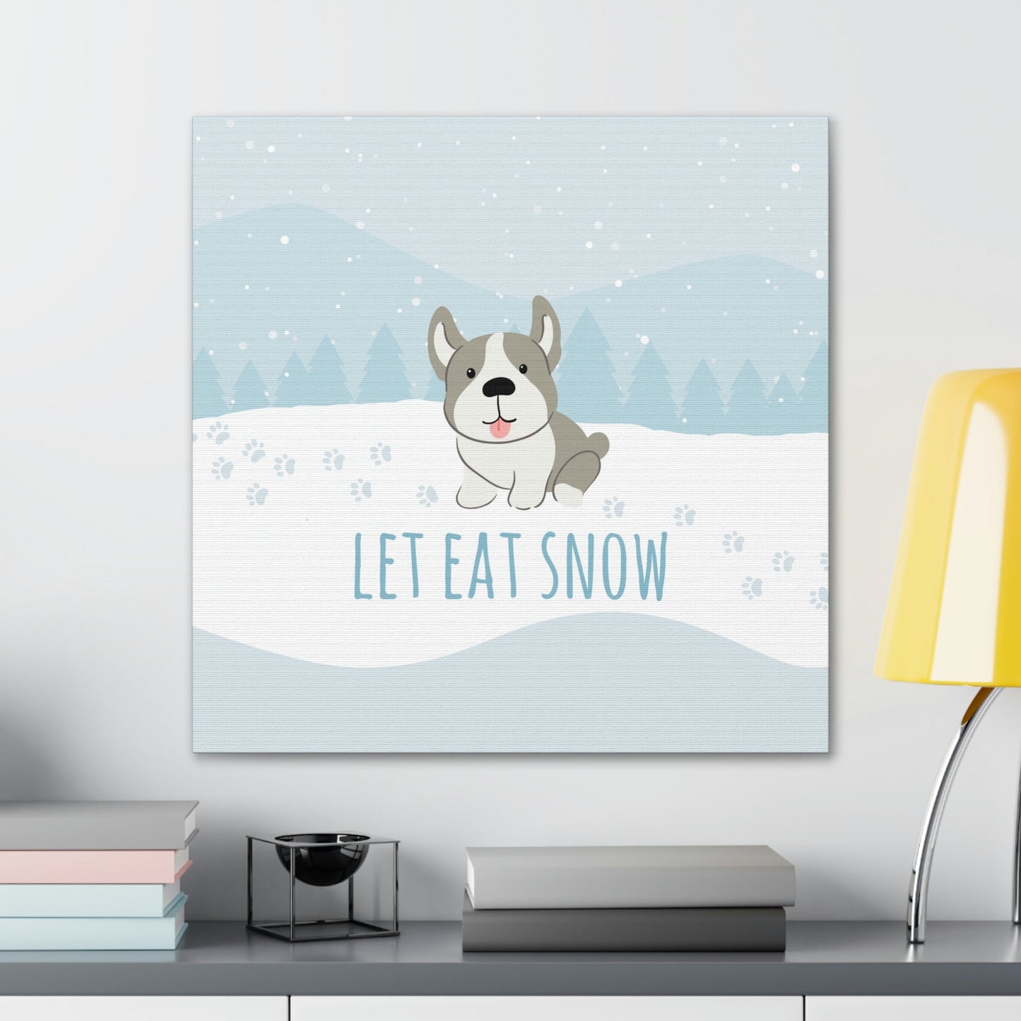 Let Eat Snow Cute Dog Anime Snow Classic Art Canvas Gallery Wraps Ichaku [Perfect Gifts Selection]