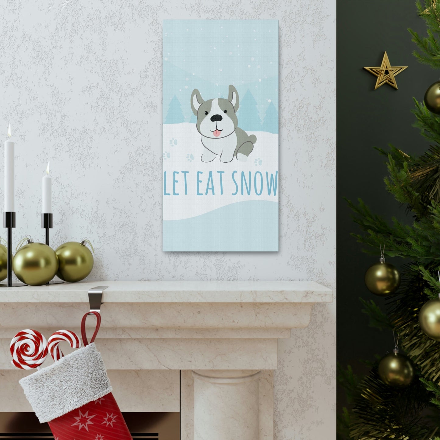 Let Eat Snow Cute Dog Anime Snow Classic Art Canvas Gallery Wraps Ichaku [Perfect Gifts Selection]