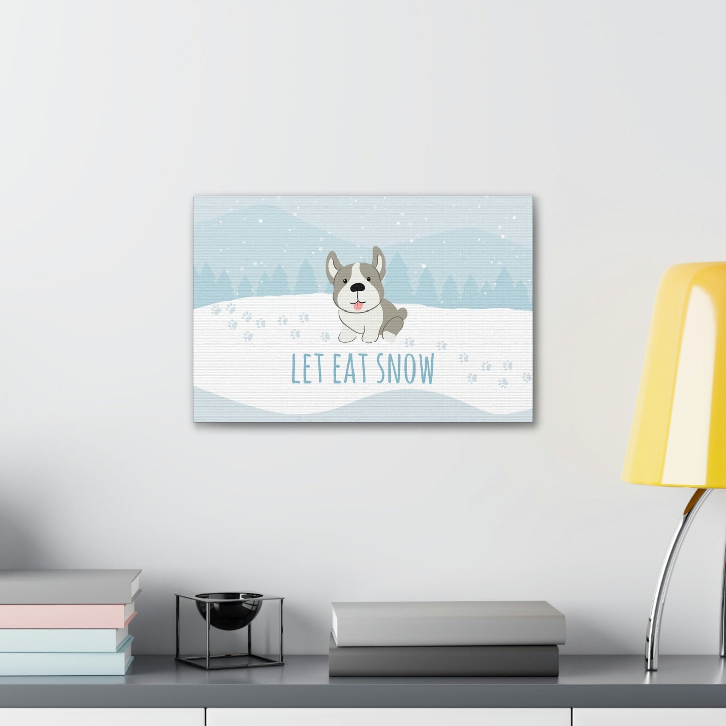 Let Eat Snow Cute Dog Anime Snow Classic Art Canvas Gallery Wraps Ichaku [Perfect Gifts Selection]