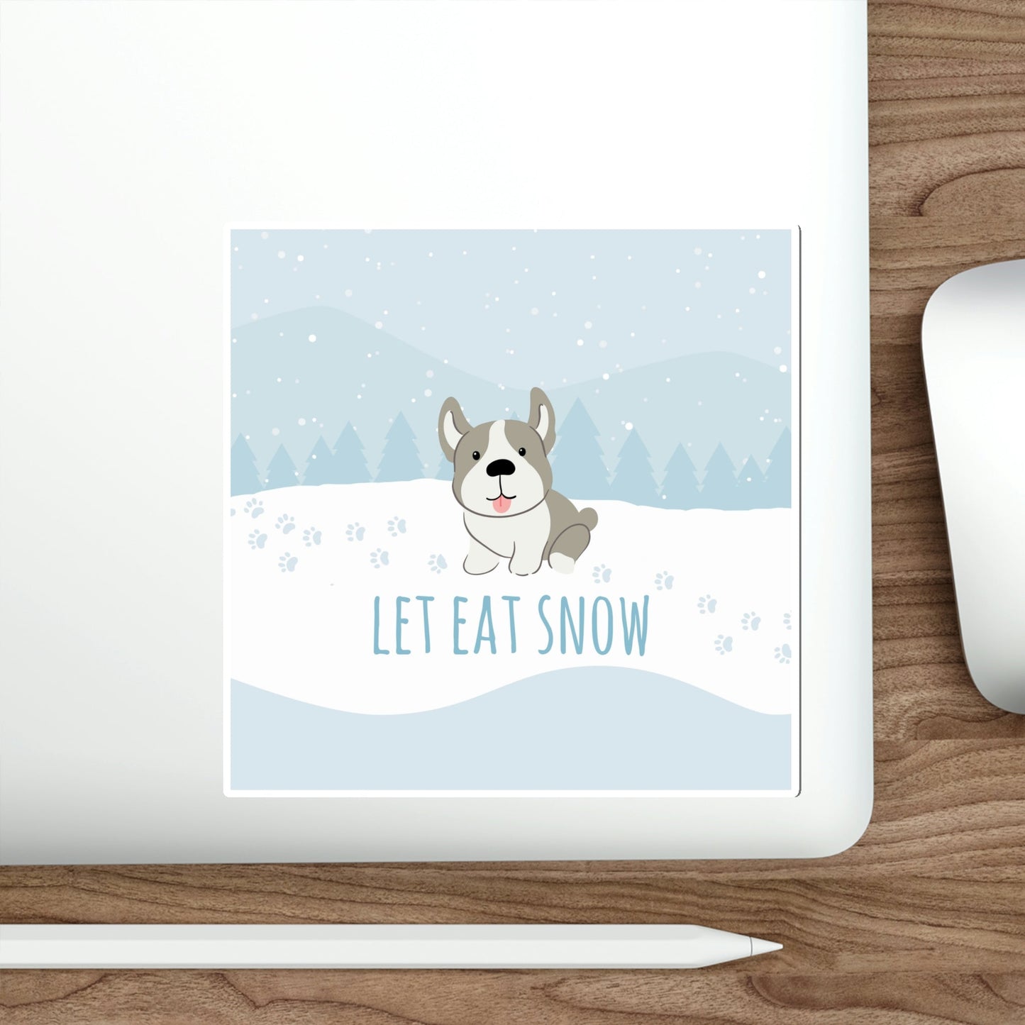 Let Eat Snow Cute Dog Anime Snow Graphic Die-Cut Sticker Ichaku [Perfect Gifts Selection]