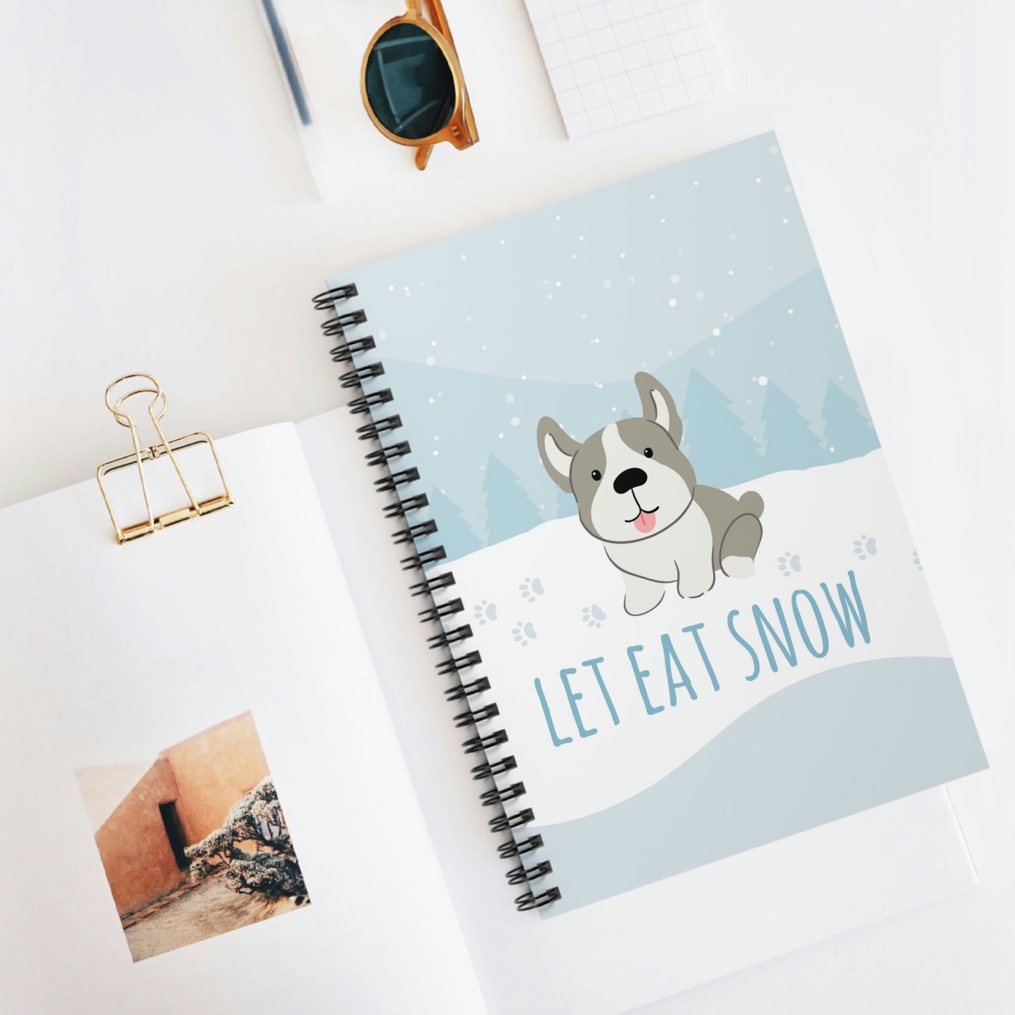 Let Eat Snow Cute Dog Anime Snow Spiral Notebook Ruled Line Ichaku [Perfect Gifts Selection]