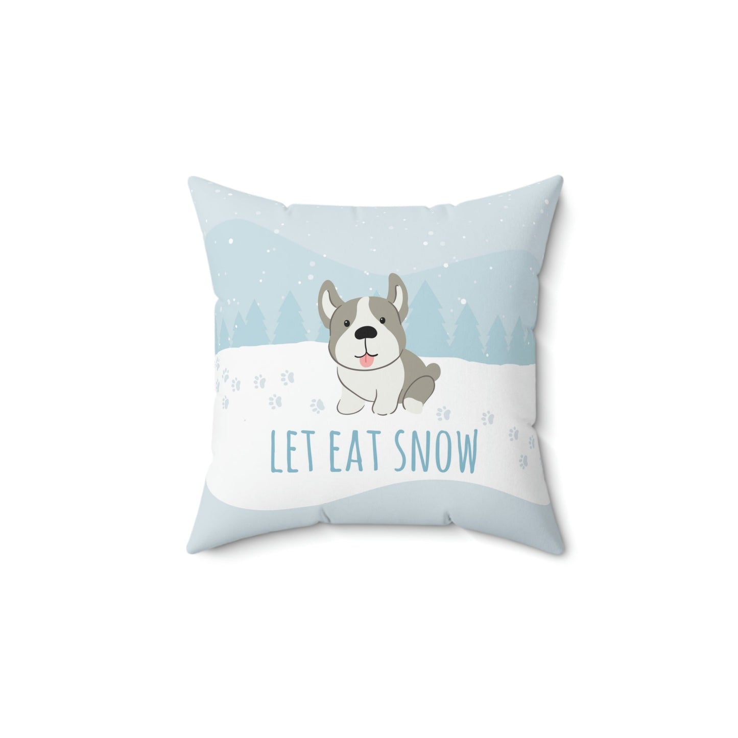 Let Eat Snow Cute Dog Anime Snow Spun Polyester Square Pillow Ichaku [Perfect Gifts Selection]