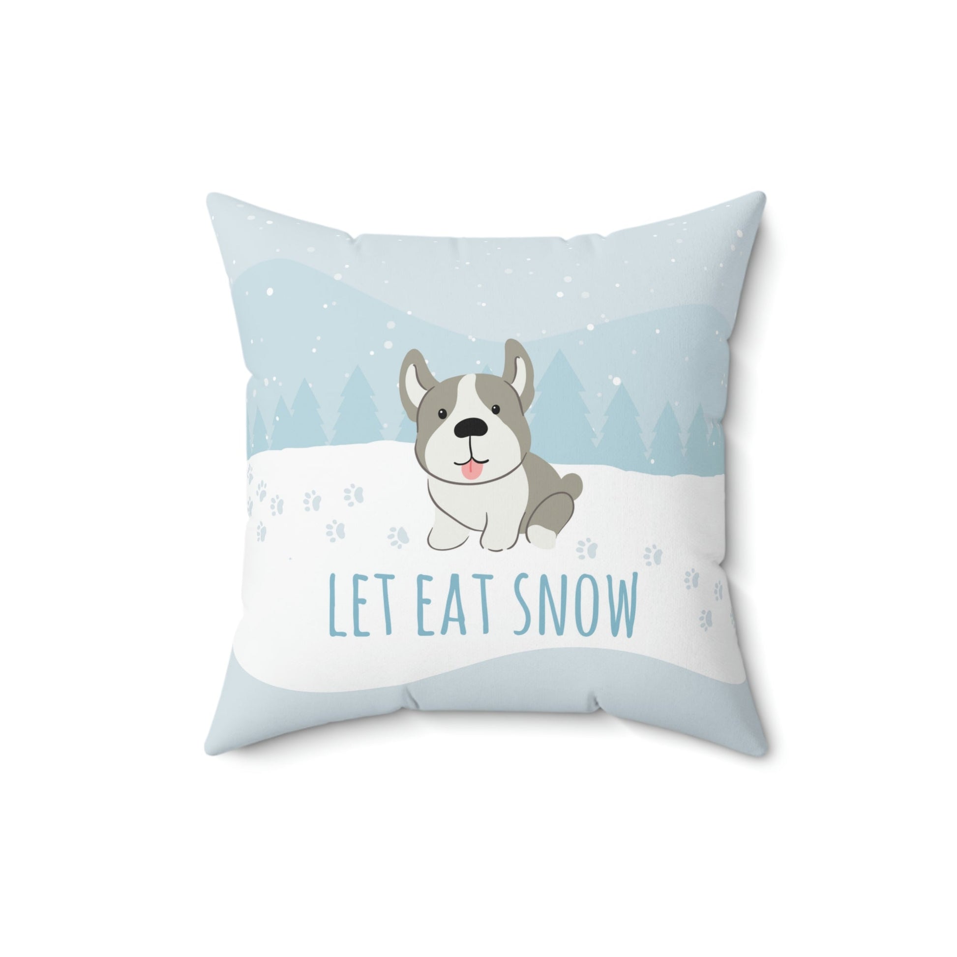 Let Eat Snow Cute Dog Anime Snow Spun Polyester Square Pillow Ichaku [Perfect Gifts Selection]