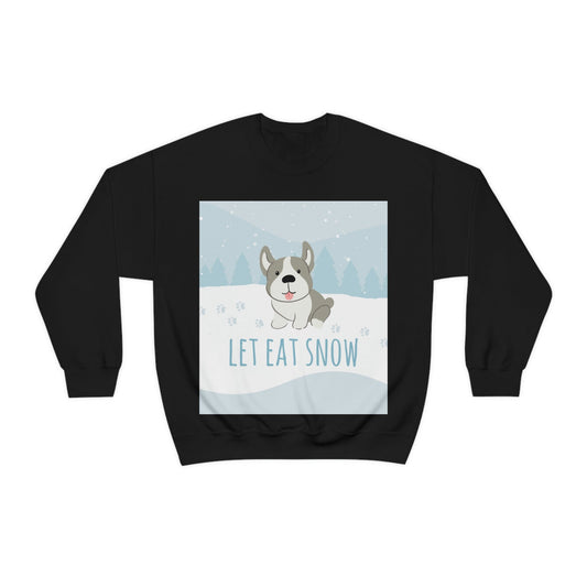 Let Eat Snow Cute Dog Anime Snow Unisex Heavy Blend™ Crewneck Sweatshirt Ichaku [Perfect Gifts Selection]