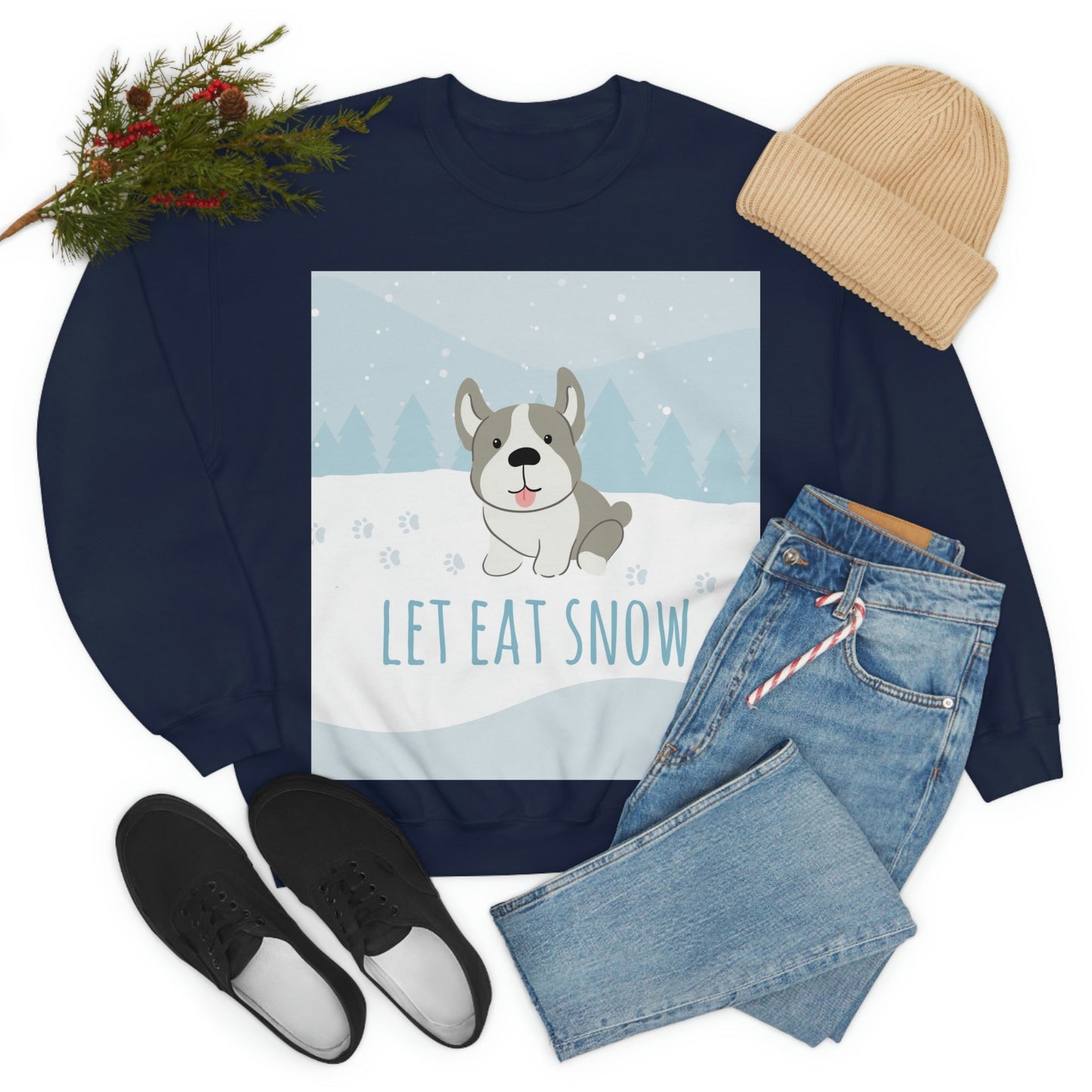 Let Eat Snow Cute Dog Anime Snow Unisex Heavy Blend™ Crewneck Sweatshirt Ichaku [Perfect Gifts Selection]