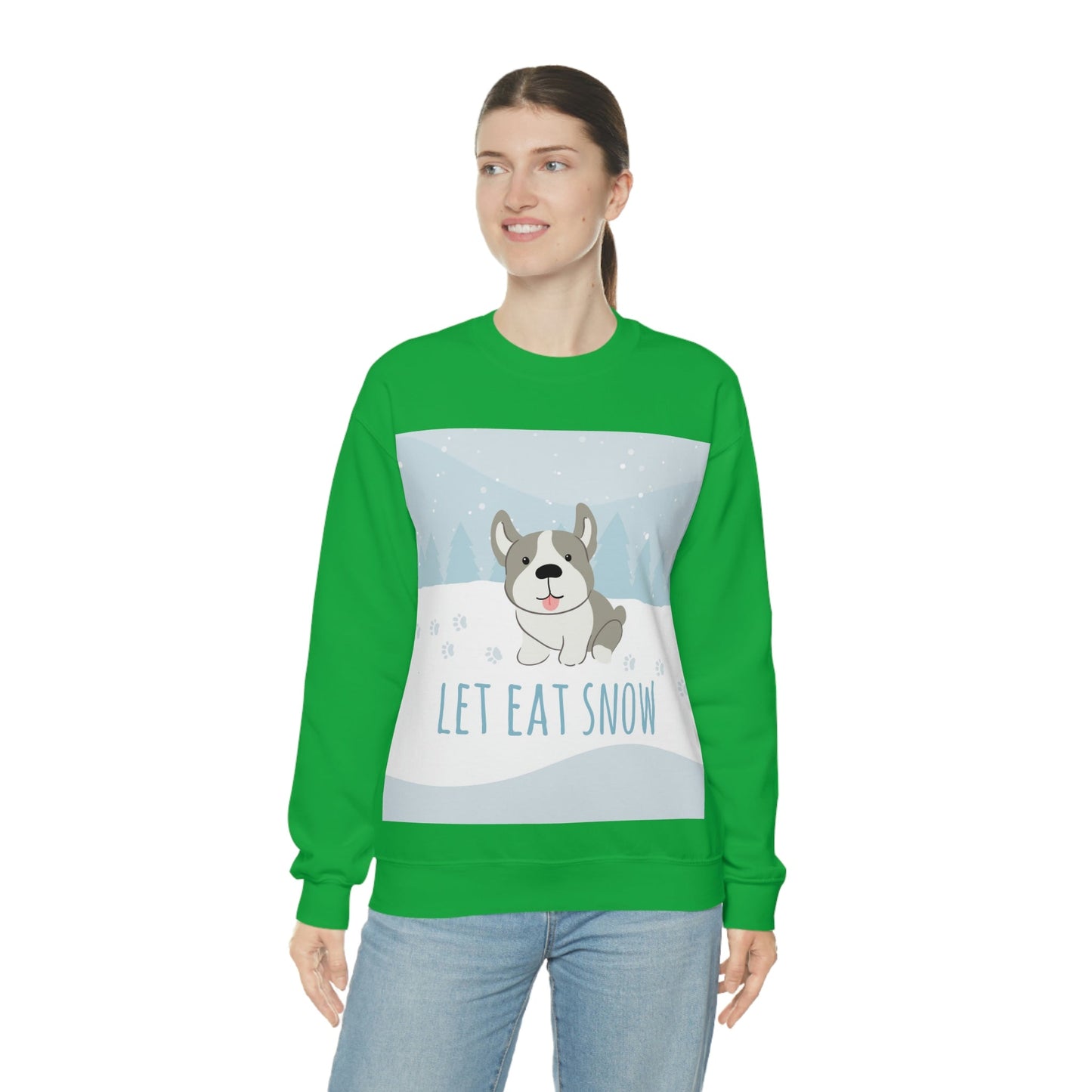 Let Eat Snow Cute Dog Anime Snow Unisex Heavy Blend™ Crewneck Sweatshirt Ichaku [Perfect Gifts Selection]