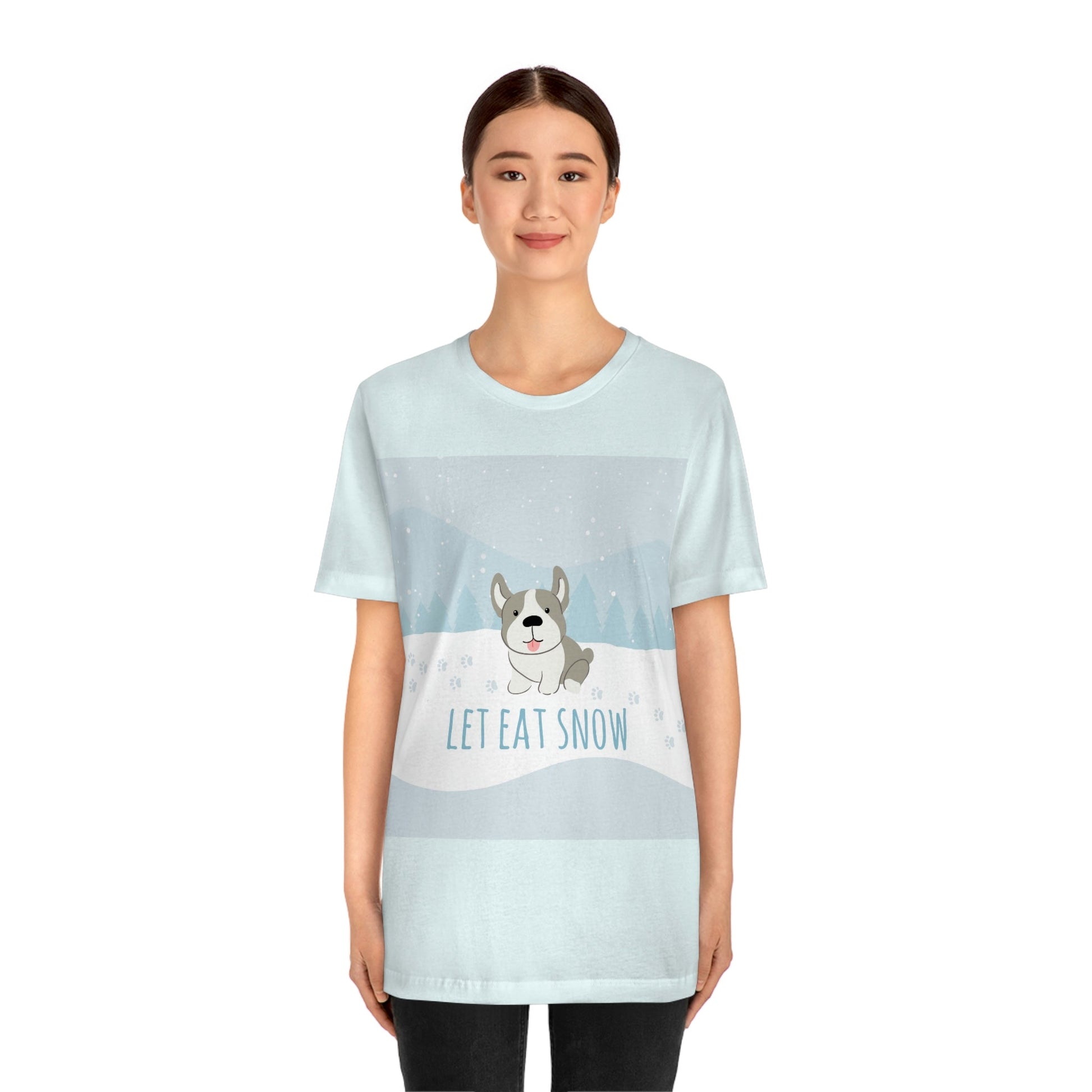 Let Eat Snow Cute Dog Anime Snow Unisex Jersey Short Sleeve T-Shirt Ichaku [Perfect Gifts Selection]