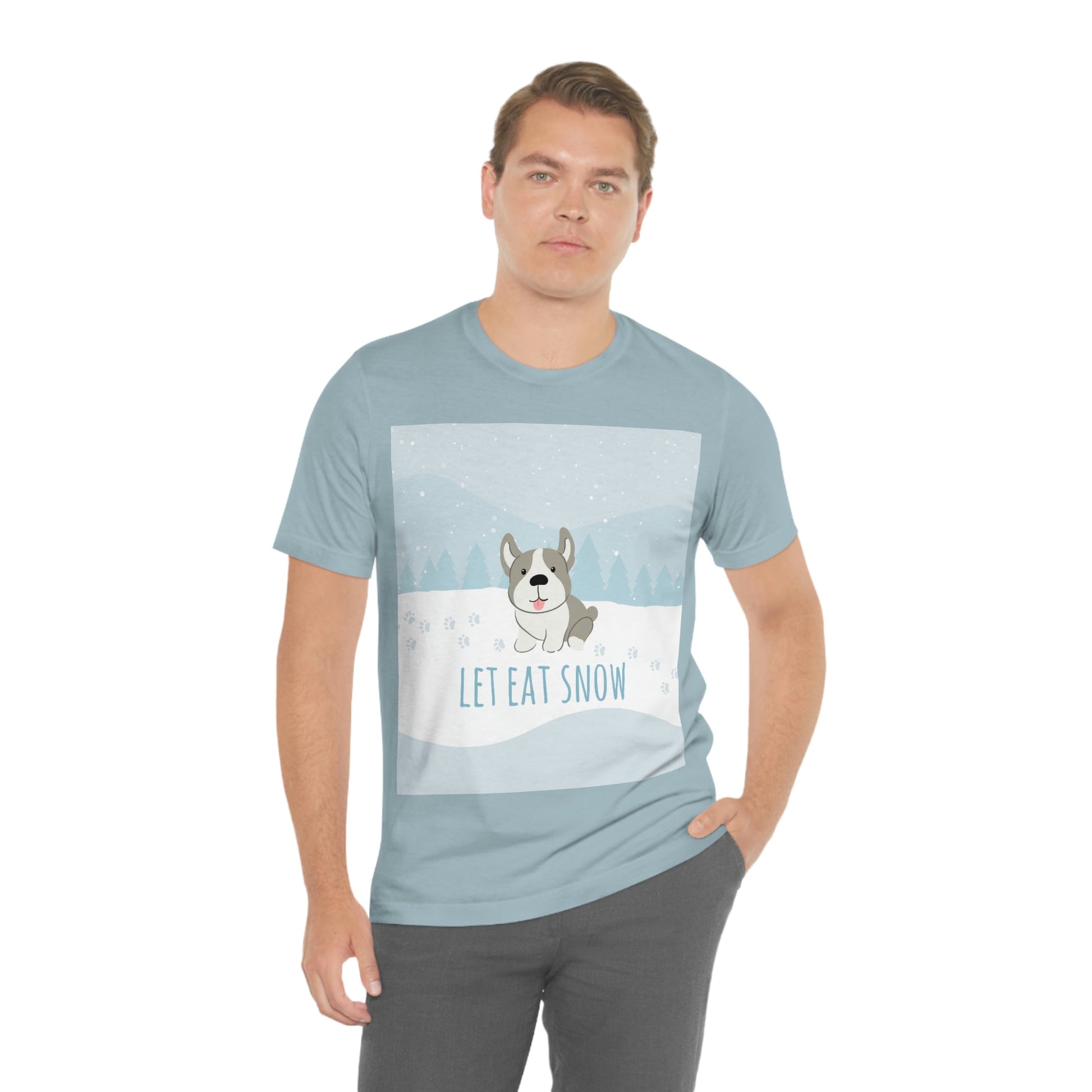 Let Eat Snow Cute Dog Anime Snow Unisex Jersey Short Sleeve T-Shirt Ichaku [Perfect Gifts Selection]