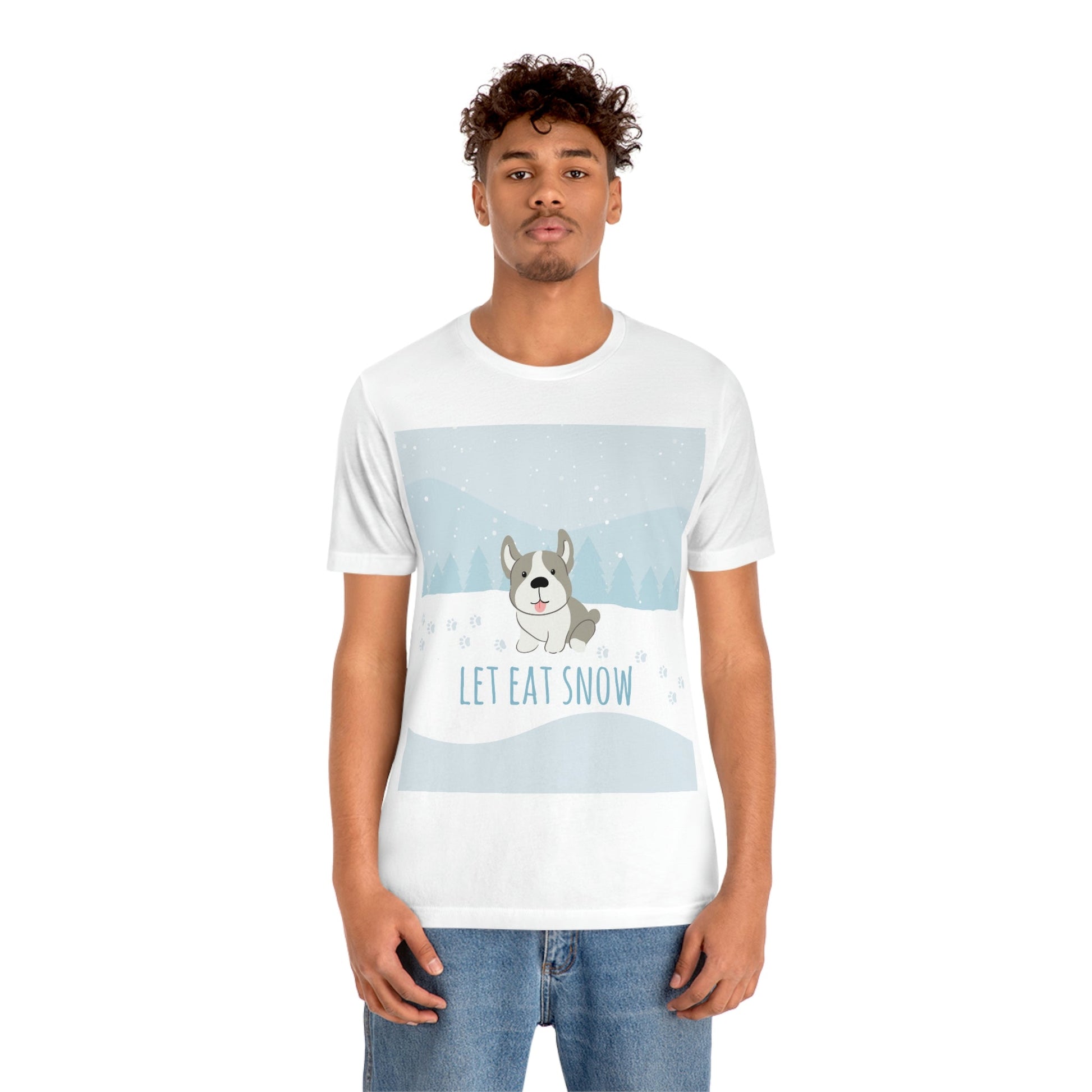 Let Eat Snow Cute Dog Anime Snow Unisex Jersey Short Sleeve T-Shirt Ichaku [Perfect Gifts Selection]