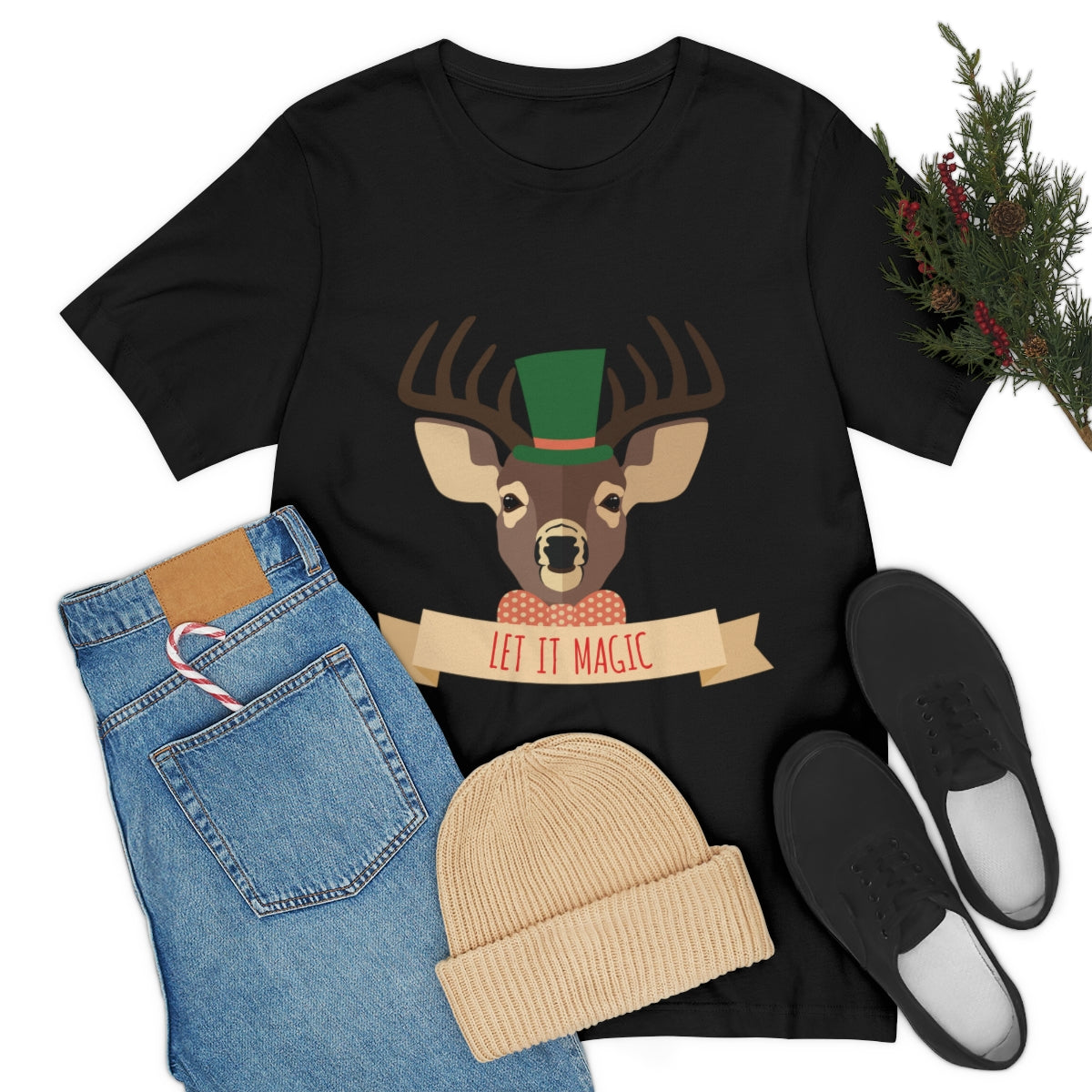 Let It Magic Christmas New Year Unisex Jersey Short Sleeve T-Shirt Ichaku [Perfect Gifts Selection]