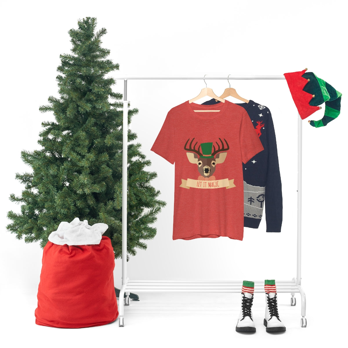 Let It Magic Christmas New Year Unisex Jersey Short Sleeve T-Shirt Ichaku [Perfect Gifts Selection]