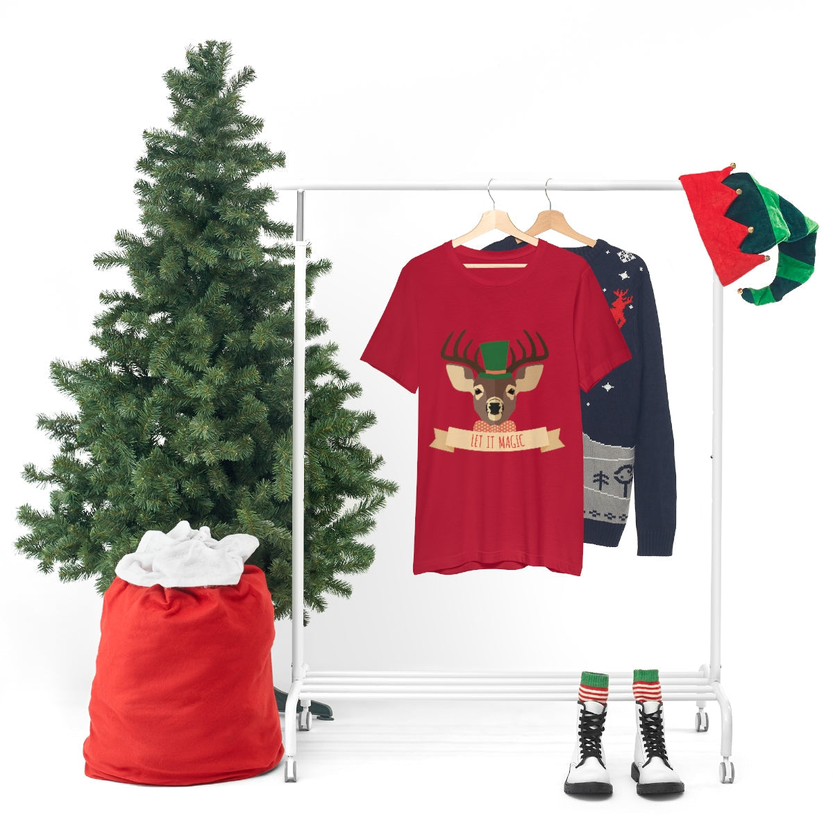 Let It Magic Christmas New Year Unisex Jersey Short Sleeve T-Shirt Ichaku [Perfect Gifts Selection]