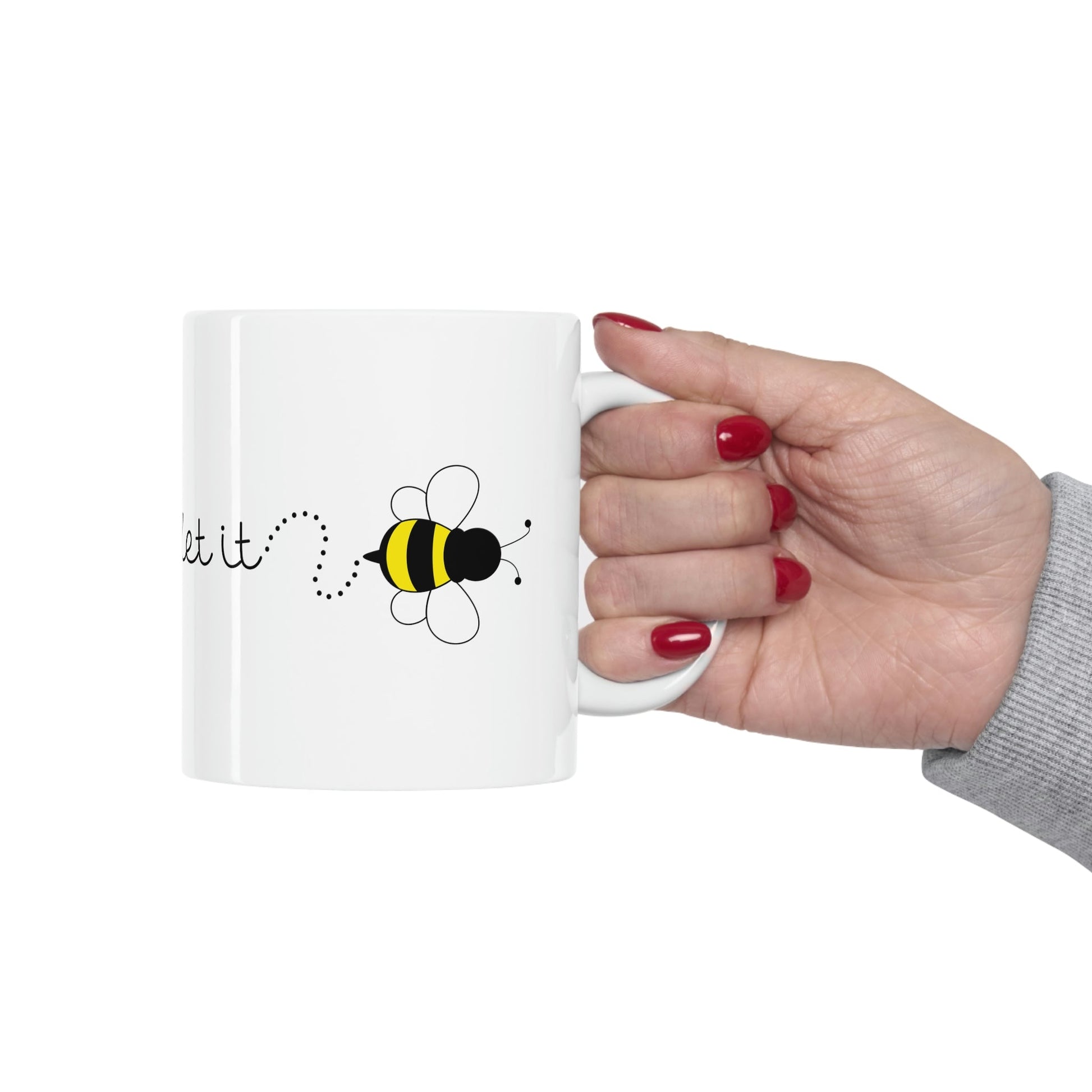 Let it Bee Positive Slogans Ceramic Mug 11oz Ichaku [Perfect Gifts Selection]