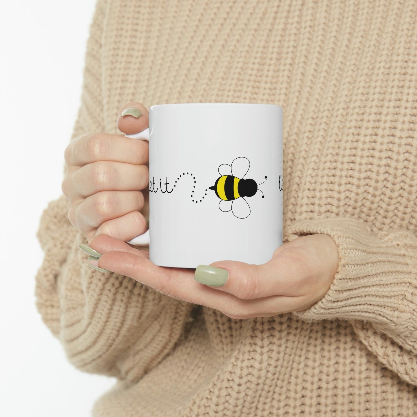 Let it Bee Positive Slogans Ceramic Mug 11oz Ichaku [Perfect Gifts Selection]