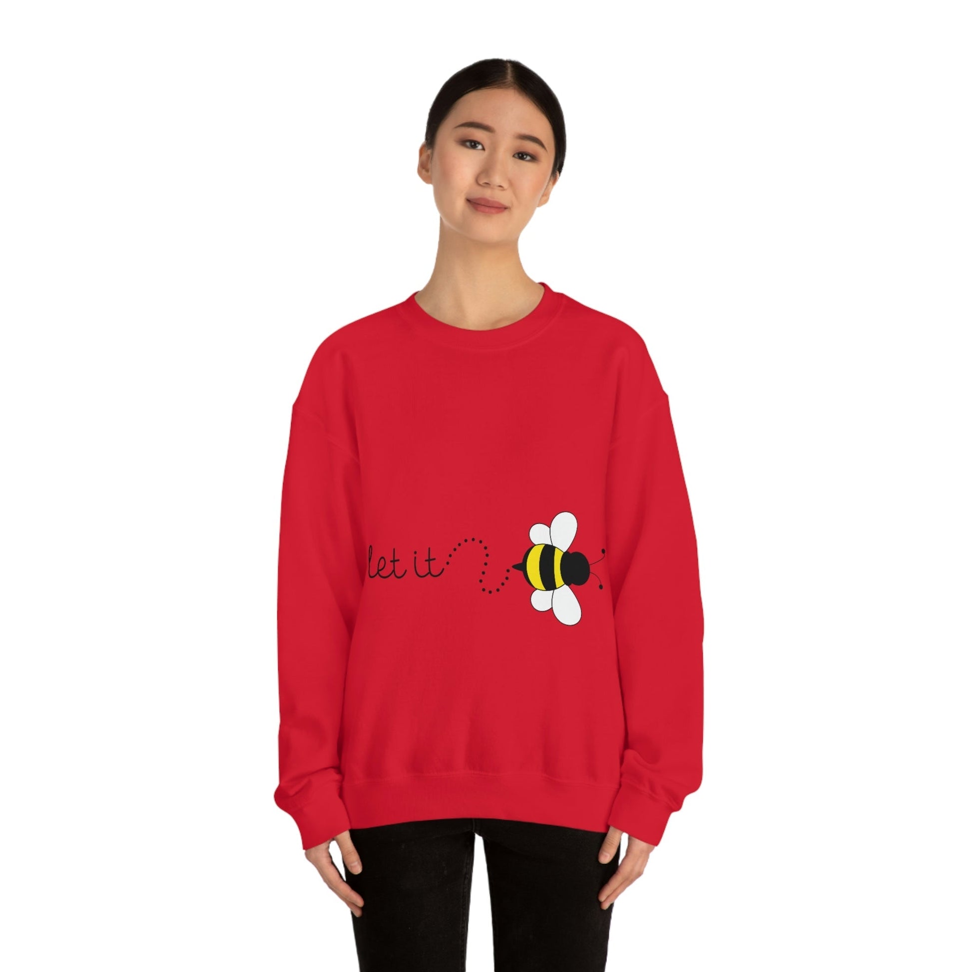 Let it Bee Positive Slogans Unisex Heavy Blend™ Crewneck Sweatshirt Ichaku [Perfect Gifts Selection]