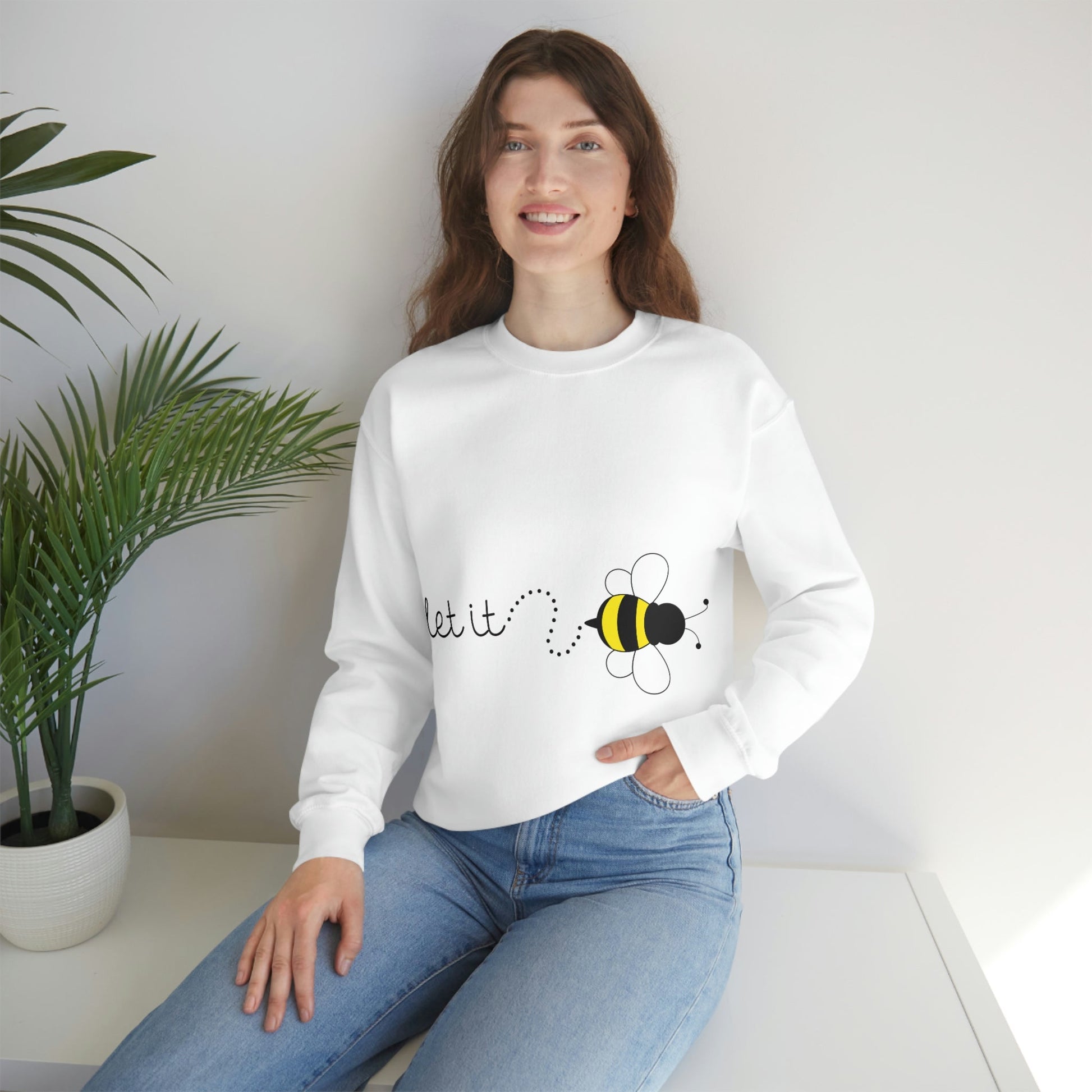 Let it Bee Positive Slogans Unisex Heavy Blend™ Crewneck Sweatshirt Ichaku [Perfect Gifts Selection]