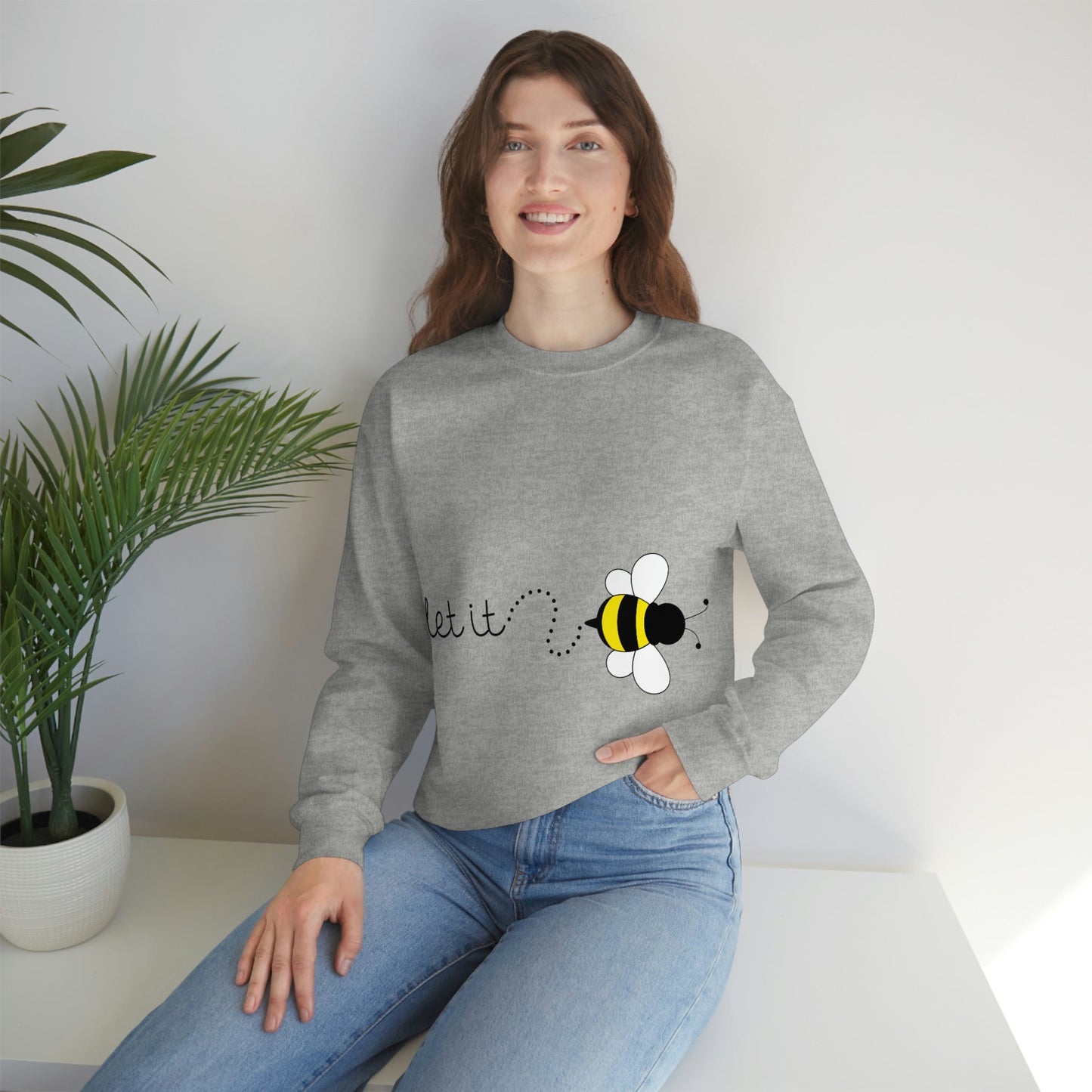 Let it Bee Positive Slogans Unisex Heavy Blend™ Crewneck Sweatshirt Ichaku [Perfect Gifts Selection]