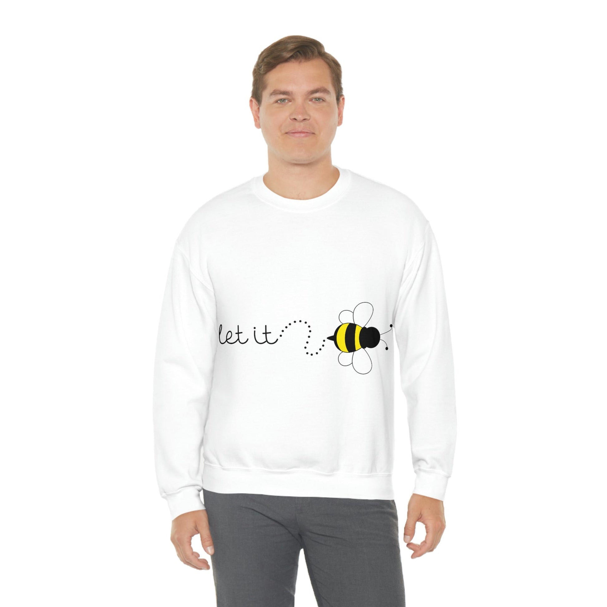 Let it Bee Positive Slogans Unisex Heavy Blend™ Crewneck Sweatshirt Ichaku [Perfect Gifts Selection]