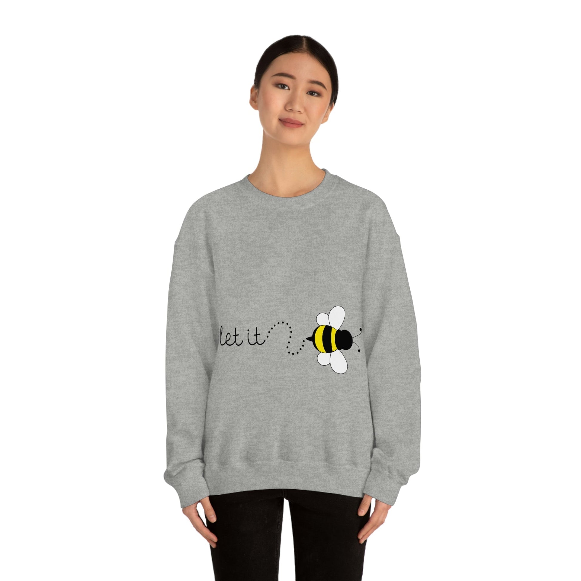 Let it Bee Positive Slogans Unisex Heavy Blend™ Crewneck Sweatshirt Ichaku [Perfect Gifts Selection]