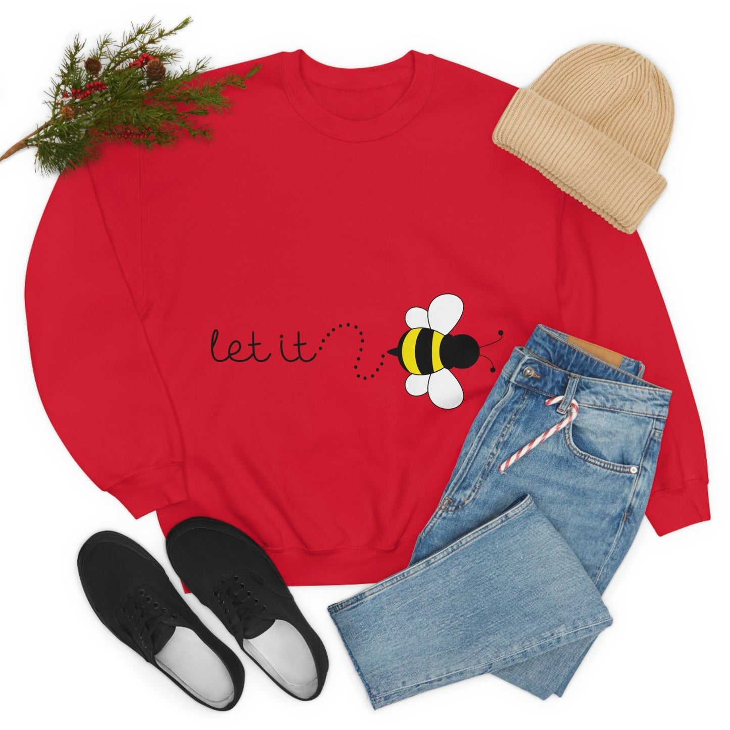 Let it Bee Positive Slogans Unisex Heavy Blend™ Crewneck Sweatshirt Ichaku [Perfect Gifts Selection]