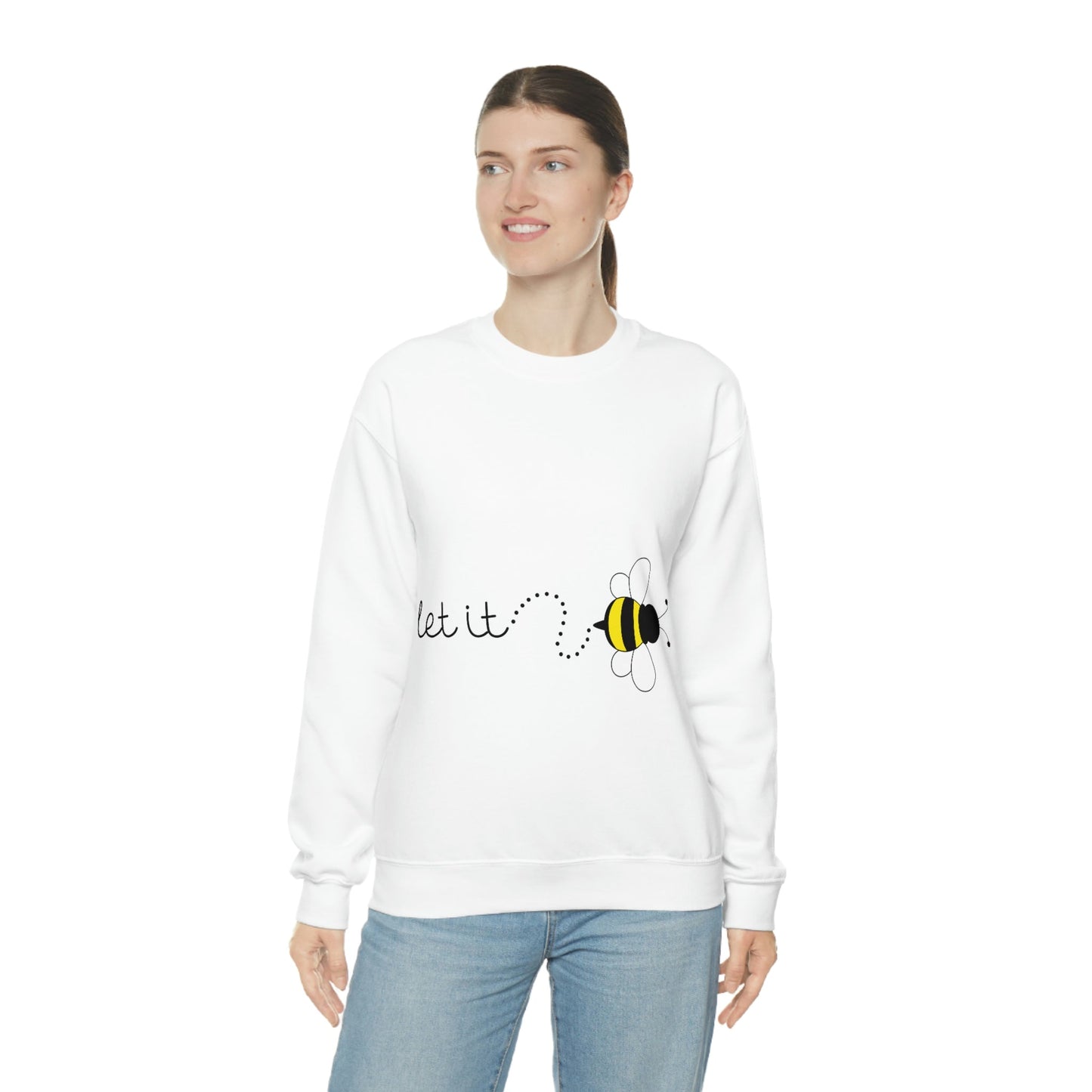 Let it Bee Positive Slogans Unisex Heavy Blend™ Crewneck Sweatshirt Ichaku [Perfect Gifts Selection]