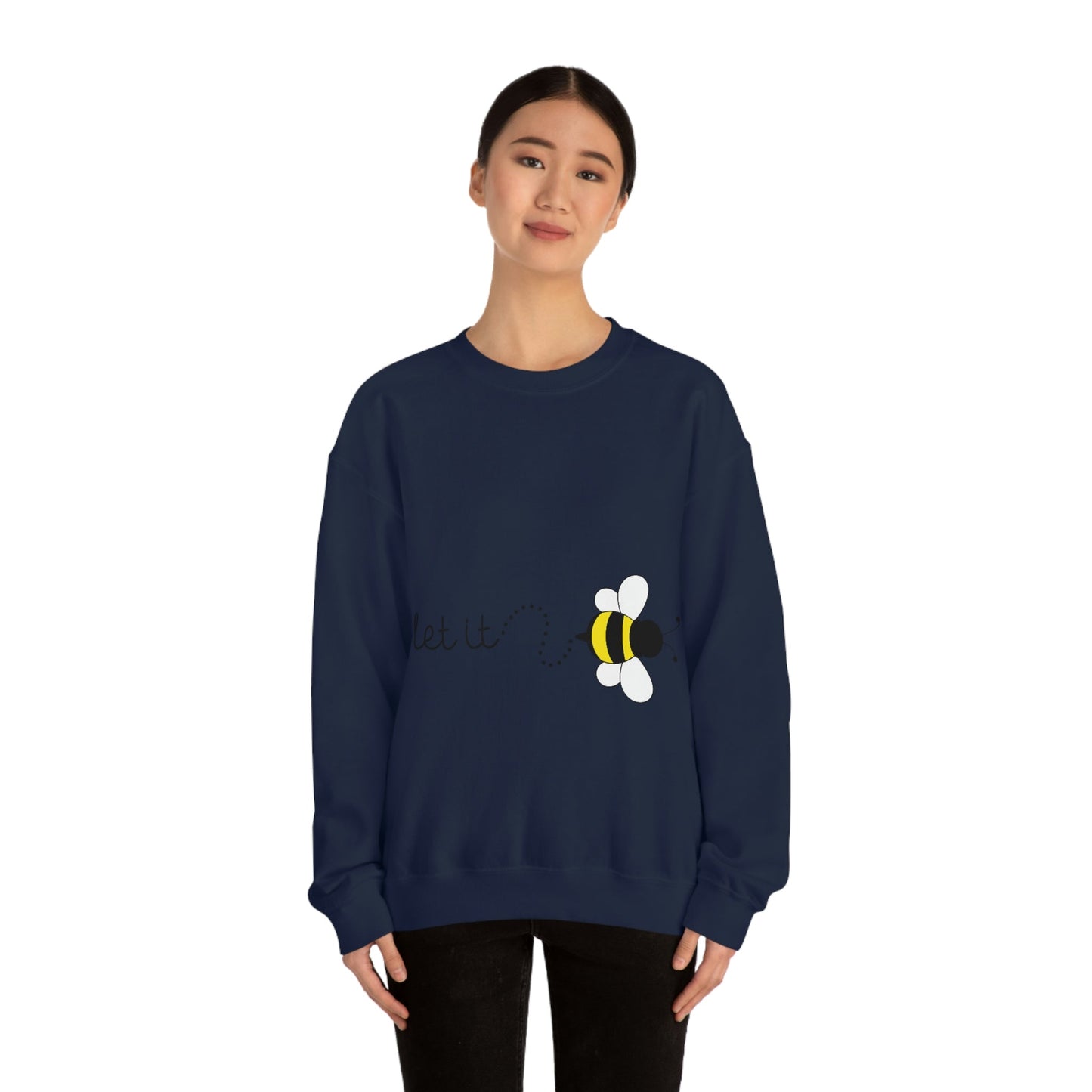 Let it Bee Positive Slogans Unisex Heavy Blend™ Crewneck Sweatshirt Ichaku [Perfect Gifts Selection]