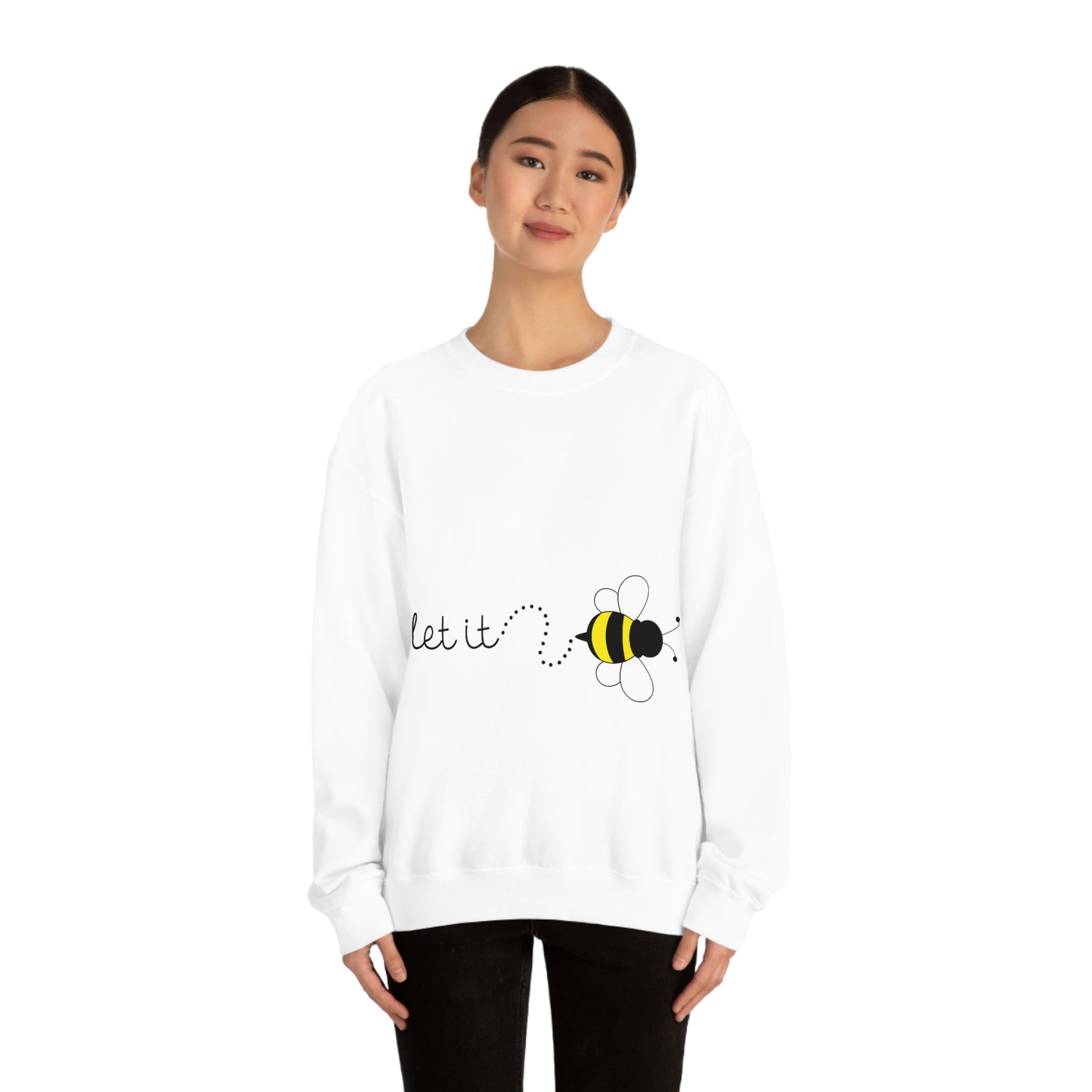 Let it Bee Positive Slogans Unisex Heavy Blend™ Crewneck Sweatshirt Ichaku [Perfect Gifts Selection]