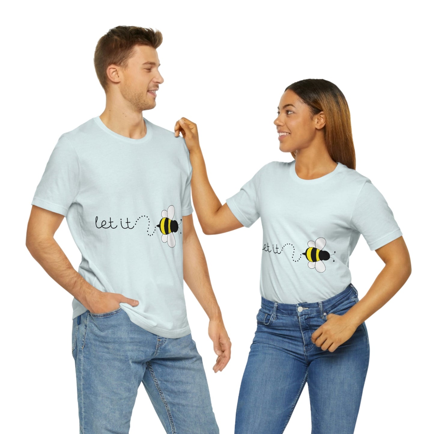 Let it Bee Positive Slogans Unisex Jersey Short Sleeve T-Shirt Ichaku [Perfect Gifts Selection]